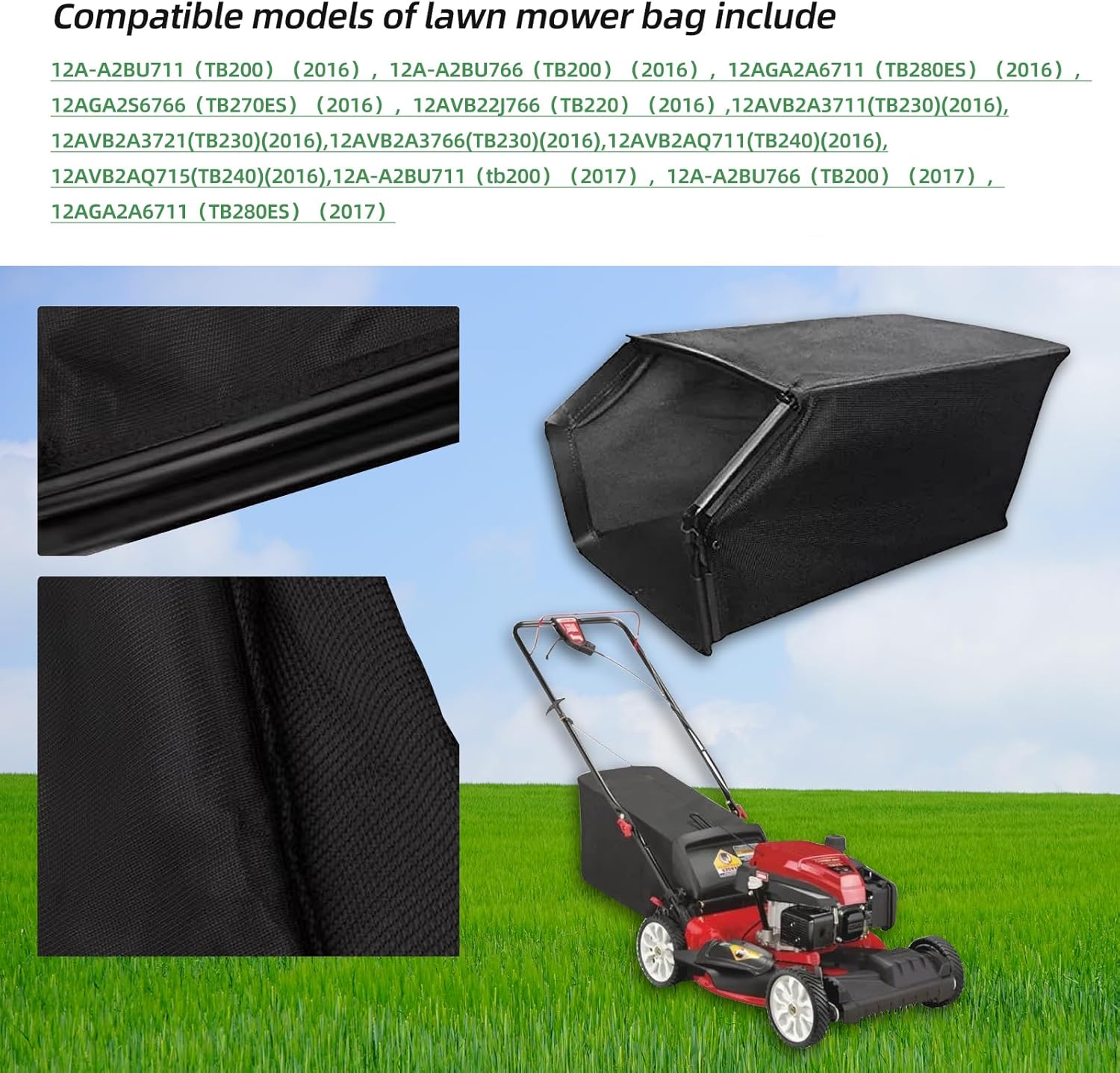 964-04117A Lawnmower Grass Bag Replacement for Troy Bilt 21” Lawnmower Bag 964-04117B, 664-04117A, for Models TB210 TB260 TB280ES TB130 TB230 TB280(Without Grass Catcher Frame)