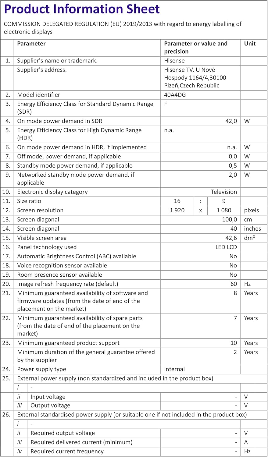 Smart TV 40 Pollici Full HD DVB-T2 LED Classe F Wifi LAN 40A4DG Smart TV 40 Pollici Full HD DVB-T2 LED Classe F Wifi LAN 40A4DG