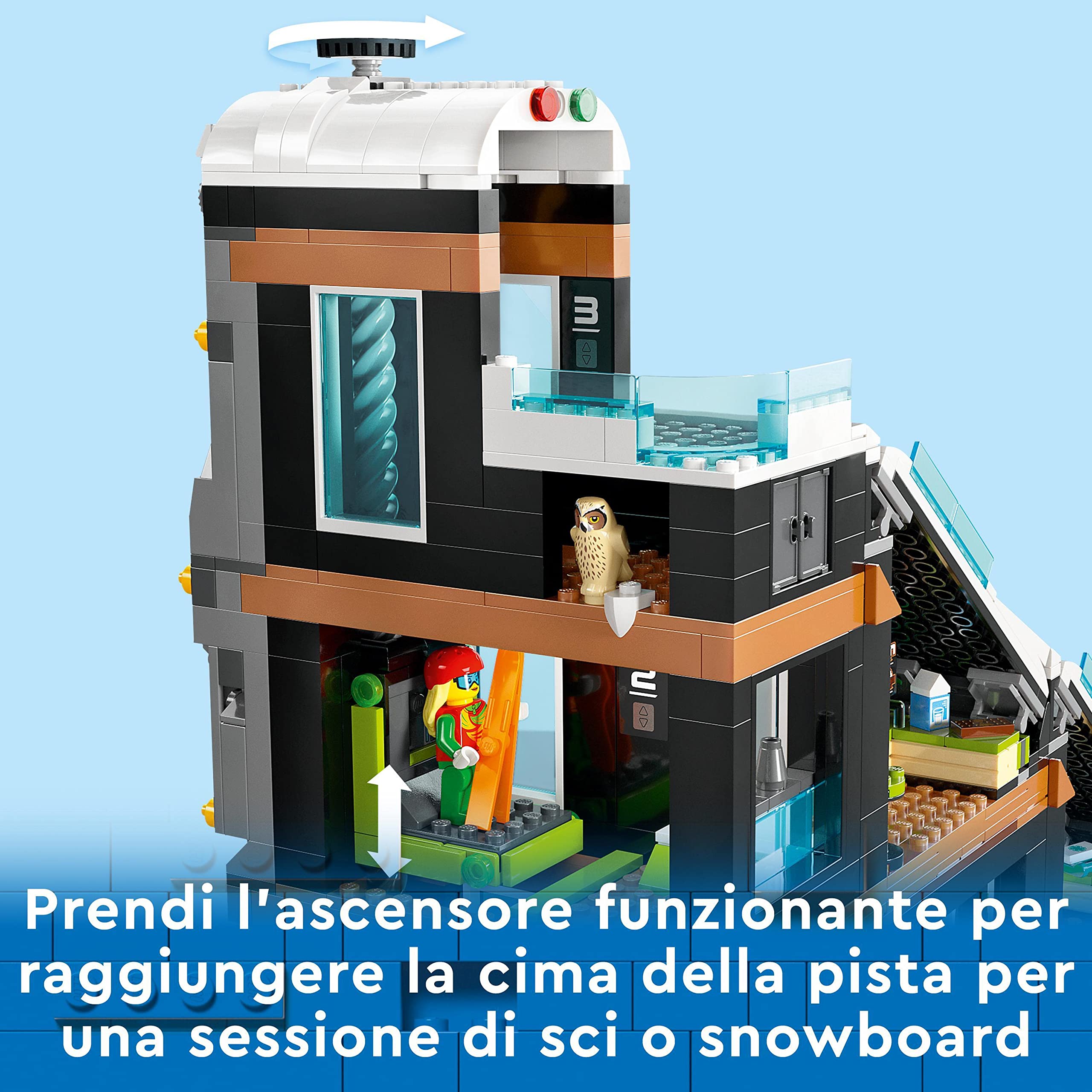 LEGO City Centro Sci e Arrampicata, Set Modulare da Costruire a 3 Livelli con Pista, Negozio Sport Invernali, Bar, Ascensore e 8 Minifigure, Giochi per Bambini e Bambine da 7 Anni, Idea Regalo 60366