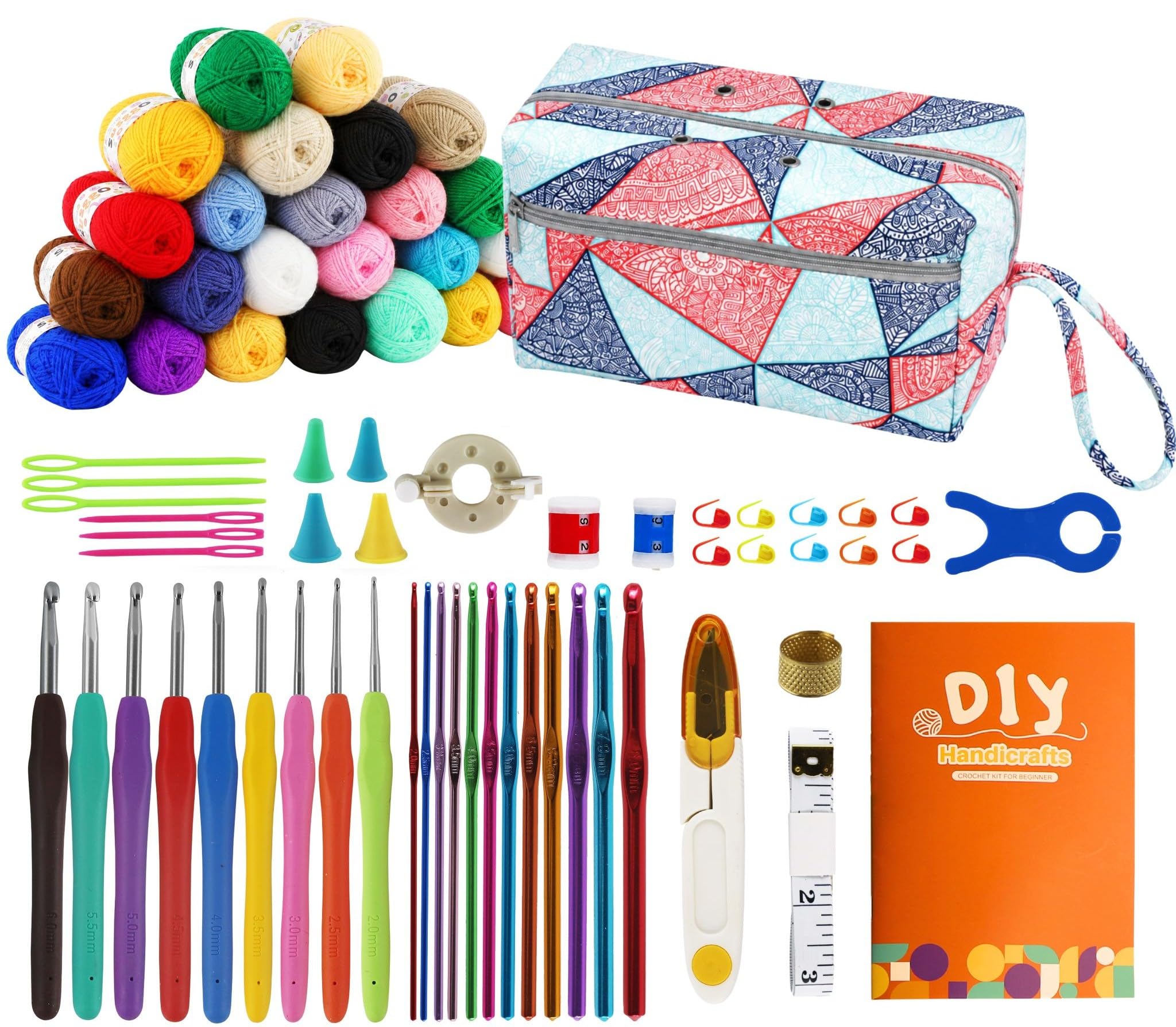 SusggO Kit d'Amigurumi complet de crochet pour débutants, accessoires, pelotes de laine 60 % coton, 40 % acrylique, manuel, sac de rangement, kit de crochet DIY, 6 ans et plus
