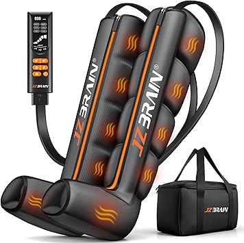 JZBRAIN Air Compression Boots Leg Massager Sequential Full-Leg Recovery with Heat, 6 Modes & 11 Intensities for PostWorkout Relieve & Daily Relaxation for Athletes, Fitness Users Large