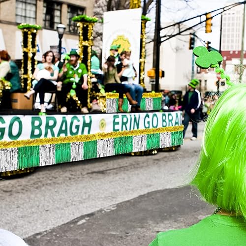 Miniatura 7 de Crowye 10 piezas de decoraciones flotantes para el desfile del día de San Patricio, que incluyen 4 cortinas de flecos de aluminio, 6 guirnaldas de