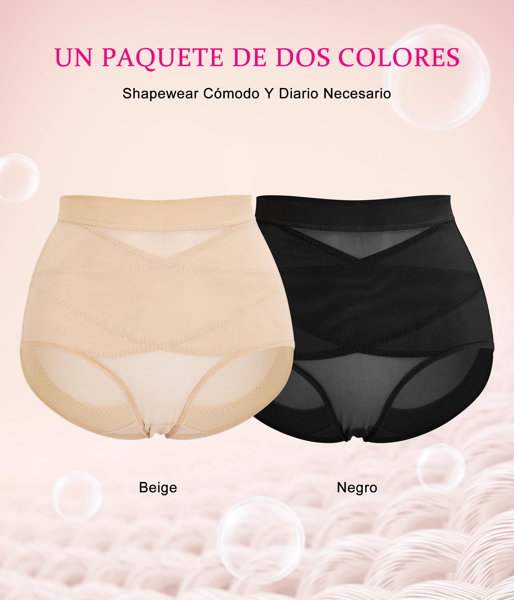 Gotoly Pack de 2 Braga Faja Reductora Mujer Invisible Adelgazante Shapewear Braguitas Moldeadoras Control de Barriga Faja Sin Costuras