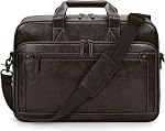 Sac pour ordinateur portable pour hommes 16 Inch Vintage sac en cuir Messenger Portable mallette Grande épaule de corps de bureau ordinateur sac attaché Case Retro College Sac Satchel pour le travail Voyages d'affaires, Brown