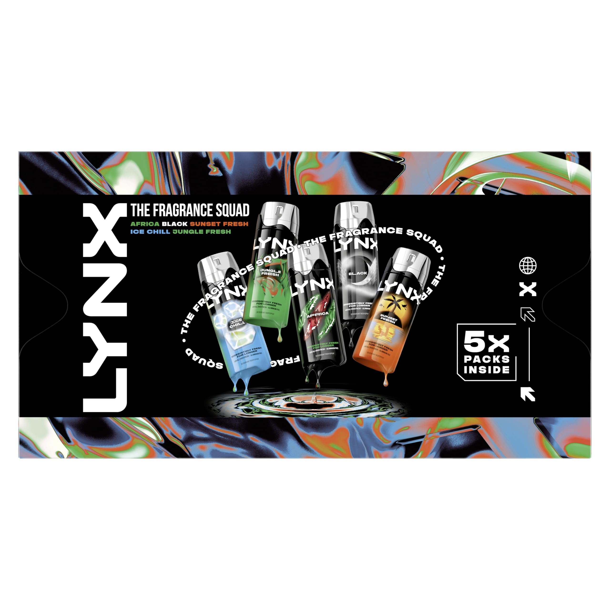 Lynx Fragrance Squad Gift Set with multiple body spray variants perfect for any occasion 5 piece