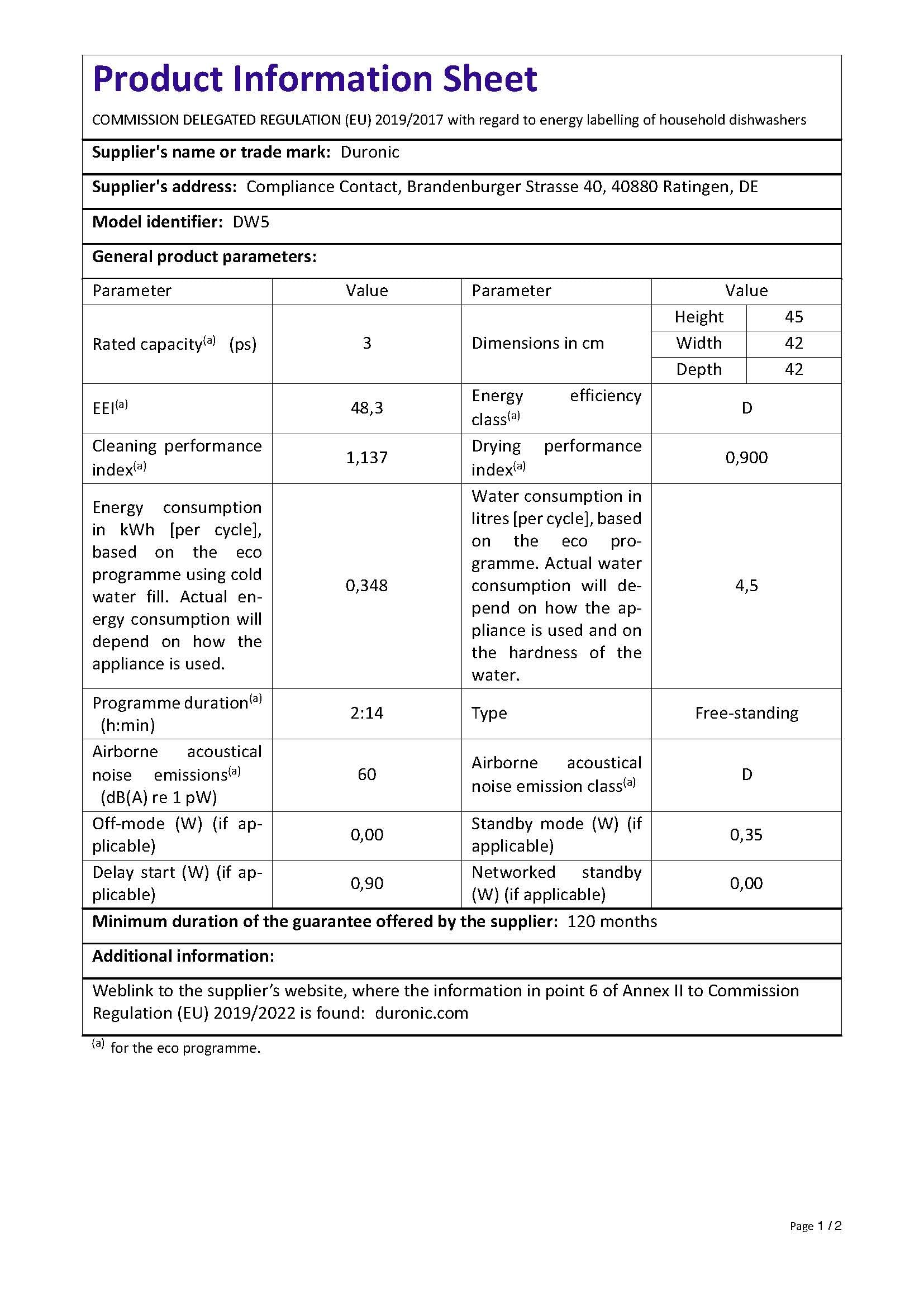 Duronic DW5 BK Tischgeschirrspüler Mini Spülmaschine 6 Programme 3 Gedecke 5 L Wassertank ohne Wasseranschluss