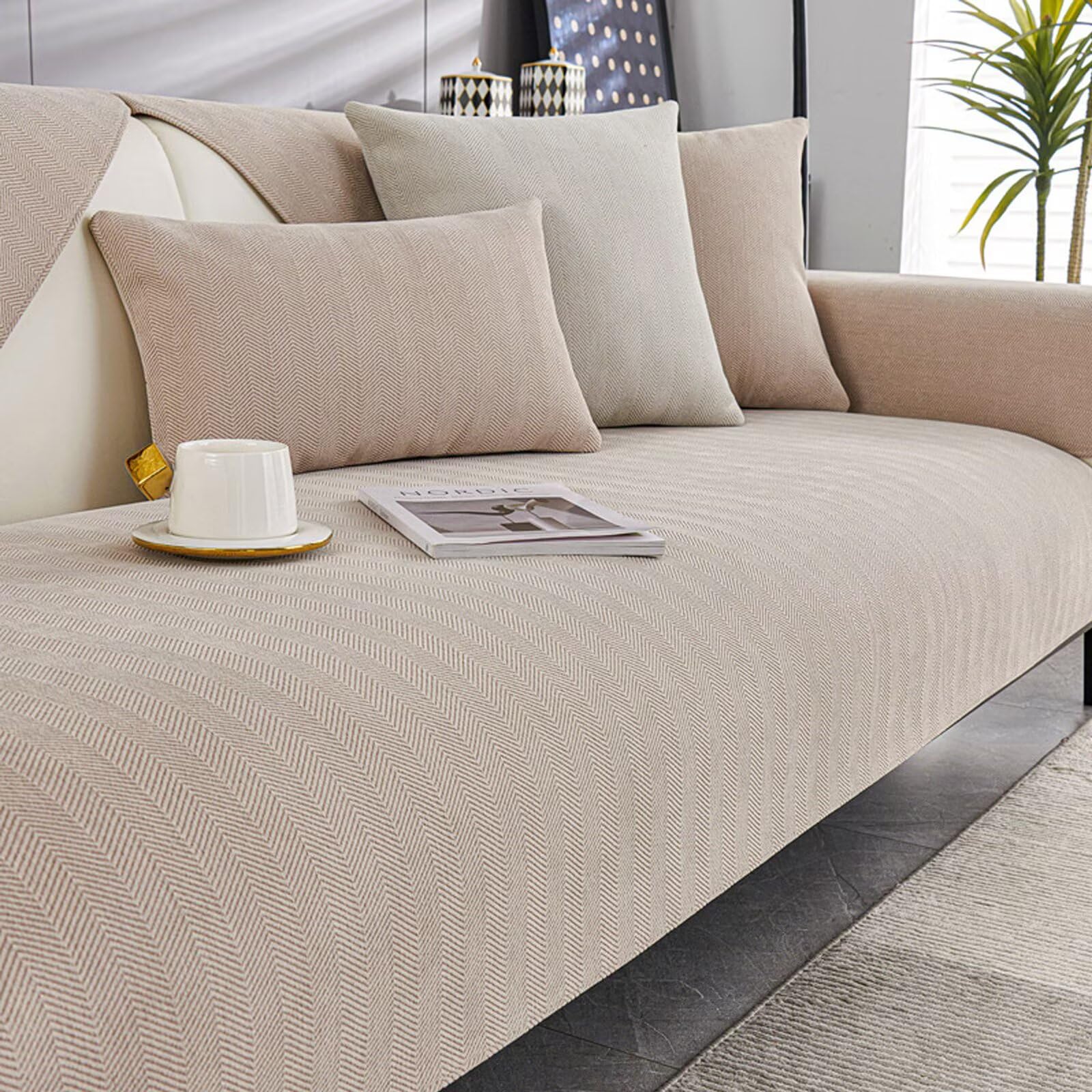 Tielag Sofa Überzug 1 2 3 4 Sitzer, Chenille Couch Überzug, Sofaschoner rutschfest, Sofabezug L Form, Sofadecken für Sitzfläche Washable