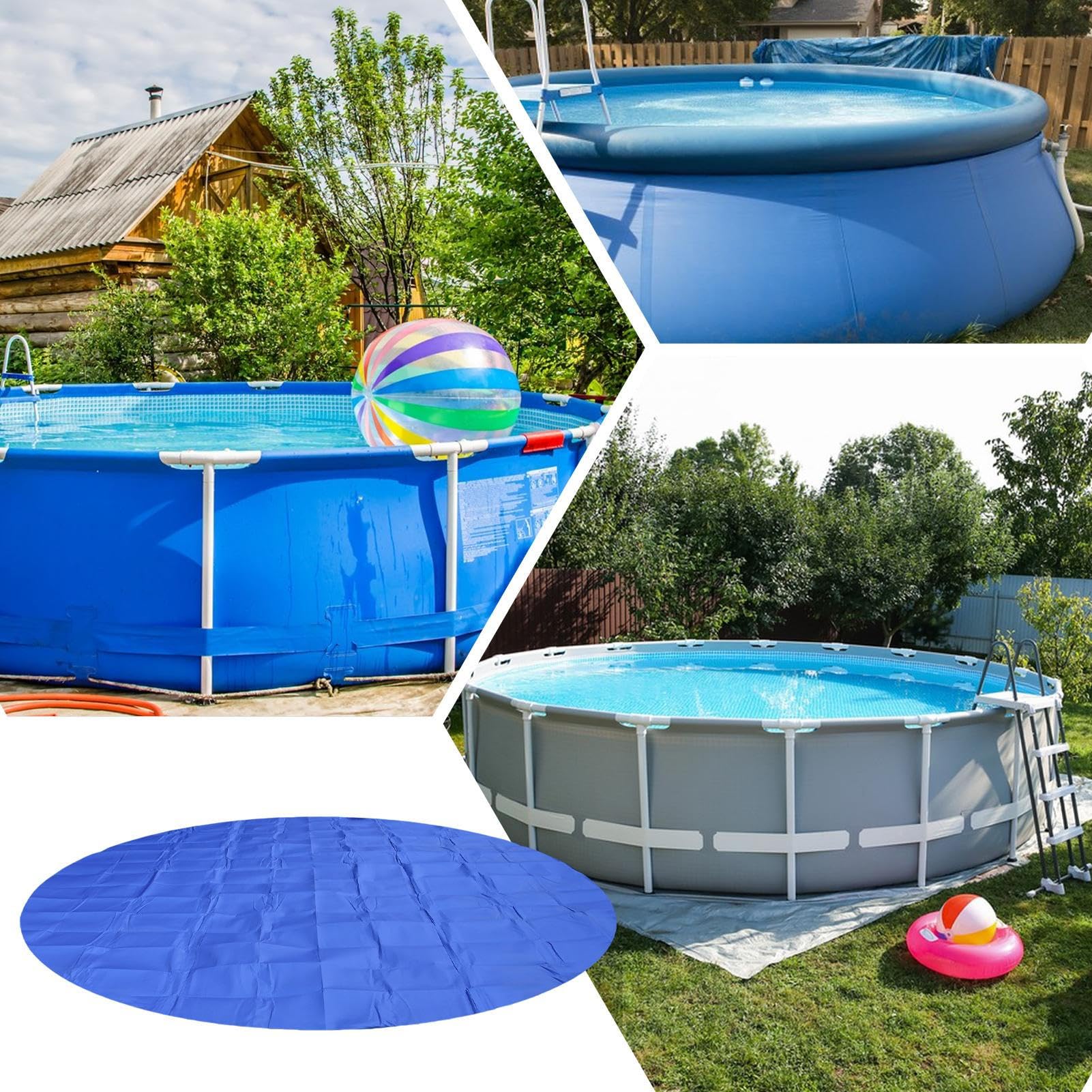Tapis de Sol pour Piscine - 244cm Tapis Piscine Hors Sol Ronde - Tapiss de Revêtement de Sol de Piscin - Anti-crevaison - pour Béton, Pelouse, Terrasse