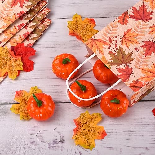 Miniatura 6 de 16 bolsas de fiesta de hojas de otoño, bolsas de regalo de otoño, bolsas de papel, elementos de diseño, bolsas de regalo con asas para fiestas de