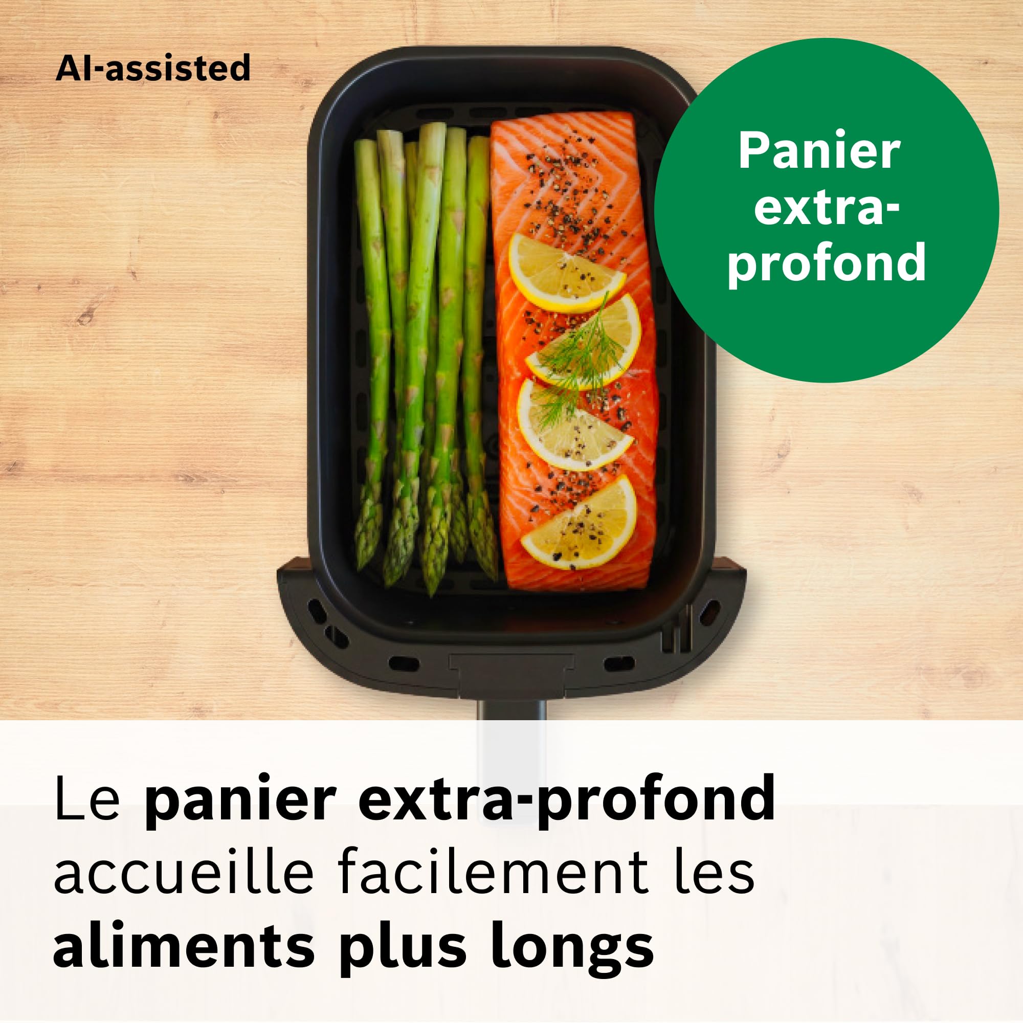 Bosch Air Fryer Série 2, friteuse à air compacte 4L pour jusqu’à 2 personnes, 6 programmes, revêtement non toxique sans PFAS, 1300W, noir, MAF24AB0