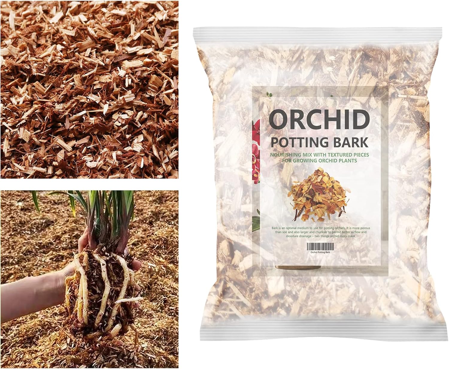 Orchid Potting Wood Chips, Natural 4 Quarts, Orchid Potting Bark