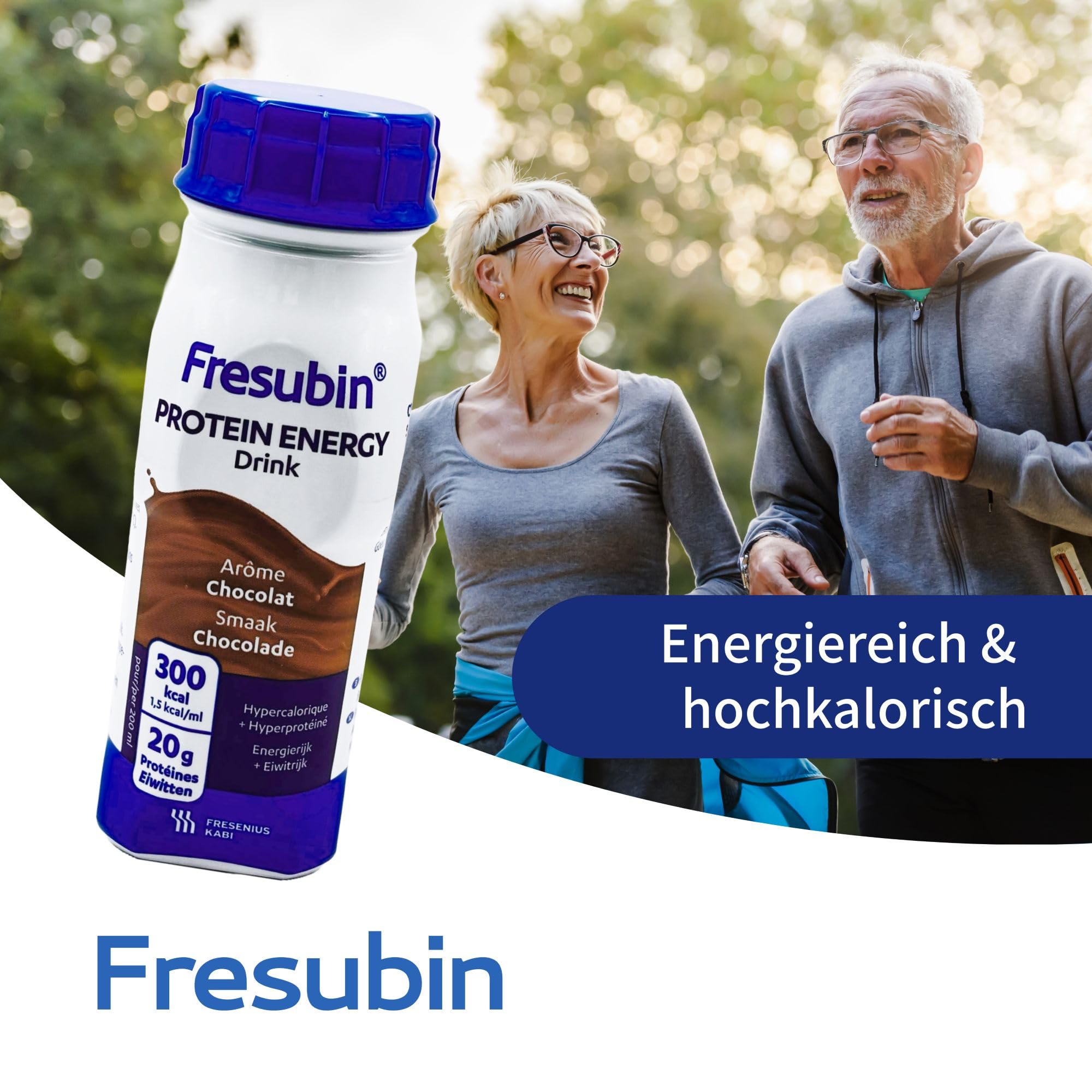Fresubin PROTEIN ENERGY Drink Schokolade 24x200ml- Hochkalorische Trinknahrung mit 20g Eiweiß von Fresenius Kabi, 300 kcal pro Flasche, glutenfrei, ideal bei Mangelernährung und erhöhtem Proteinbedarf