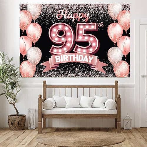 Vista 90 de Happy 21st Birthday Rose Gold Banner Backdrop Cheers to 21 Years Old Confetti Balloons Theme Decor Decorations for Women 21 Years Old Pink Birthday