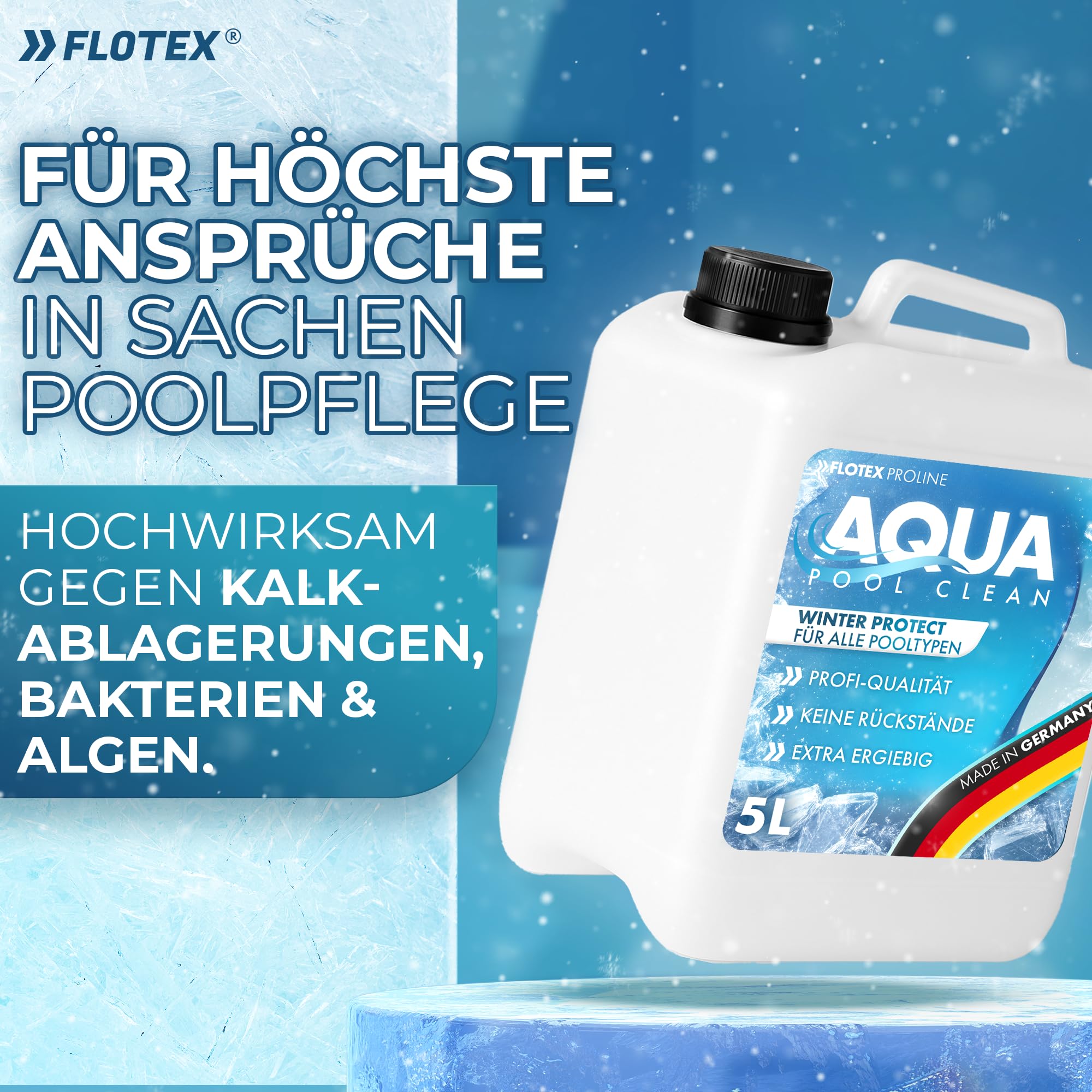 Aqua Pool CLEAN Winter Protect I Pool Wintermittel I Winterschutzmittel für Pools I Wintermittel für Pool I Pool Überwinterungsmittel Algizid I Einfache Winter Poolpflege (5L)