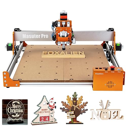 FoxAlien Masuter Pro 3-Axis CNC Router Machine, Beginner Hobby Engraving Machine All-Metal Structure for Wood Acrylic MDF Nylon Routing Milling Carving