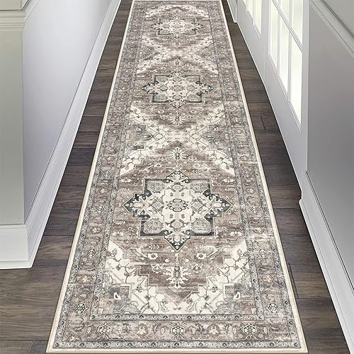 Miniatura 20 de Alfombra de pasillo Pauwer 2x8 larga, alfombras lavables de cocina, alfombra vintage de medallón de granja, alfombra suave para arrojar para