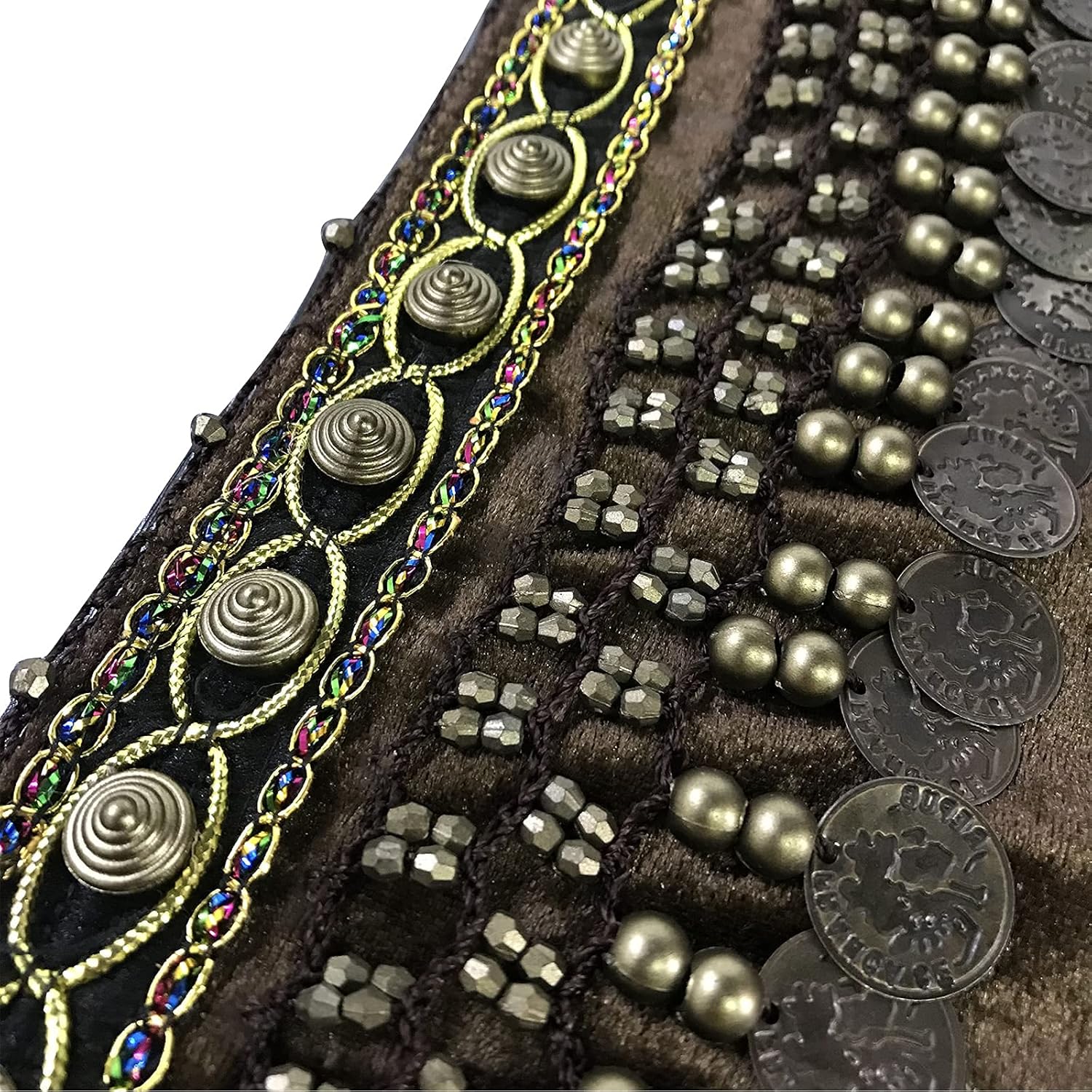 Belly Dance Hip Scarf - Tribal Coins Wave Shape Hip Skirt Belly Dancing Belt Tassel Fringe Shawl Wraps Belts for Women/Girls - Image 5