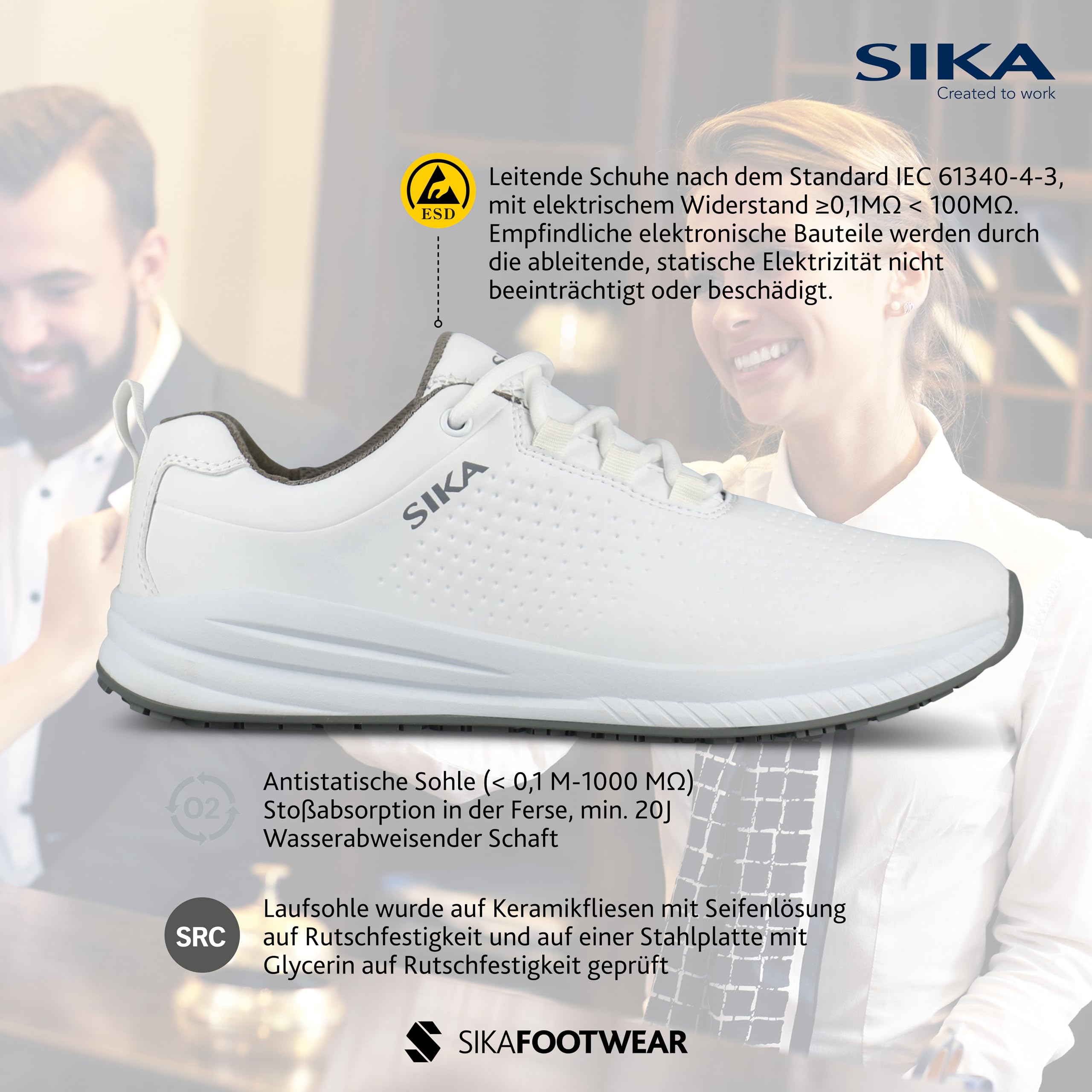 Sika Sneakersy Dynamic białe buty robocze z mikrofibry. Stylowy design sneakersów. Pierwszorzędna odporność na poślizg. Super absorpcja wstrząsów.
