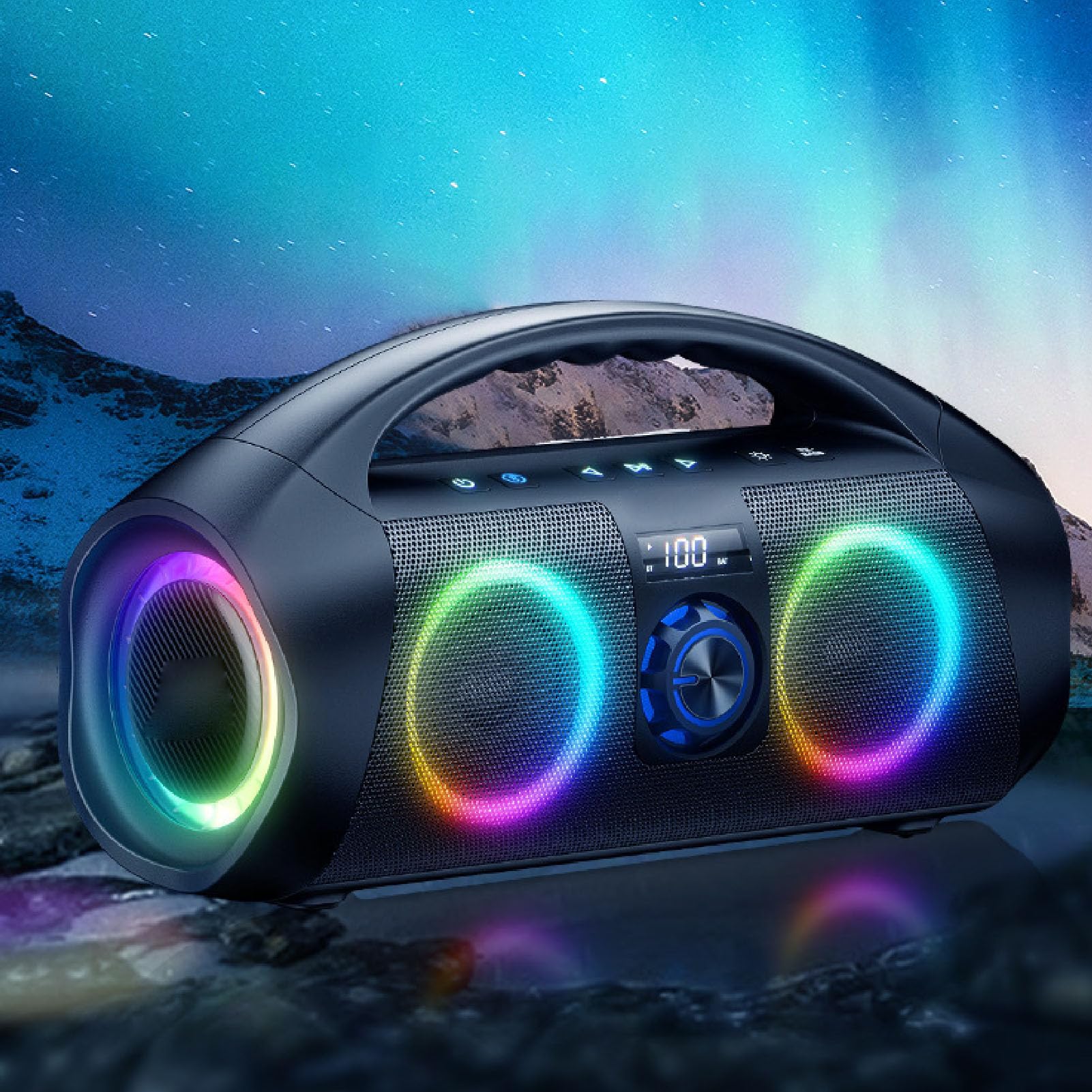 Altoparlante Bluetooth da esterno da 120 W con bassi potenti per EDM, hip hop e musica metal, altoparlante portatile per feste a lungo termine per campeggio spiaggia (1 altoparlante)