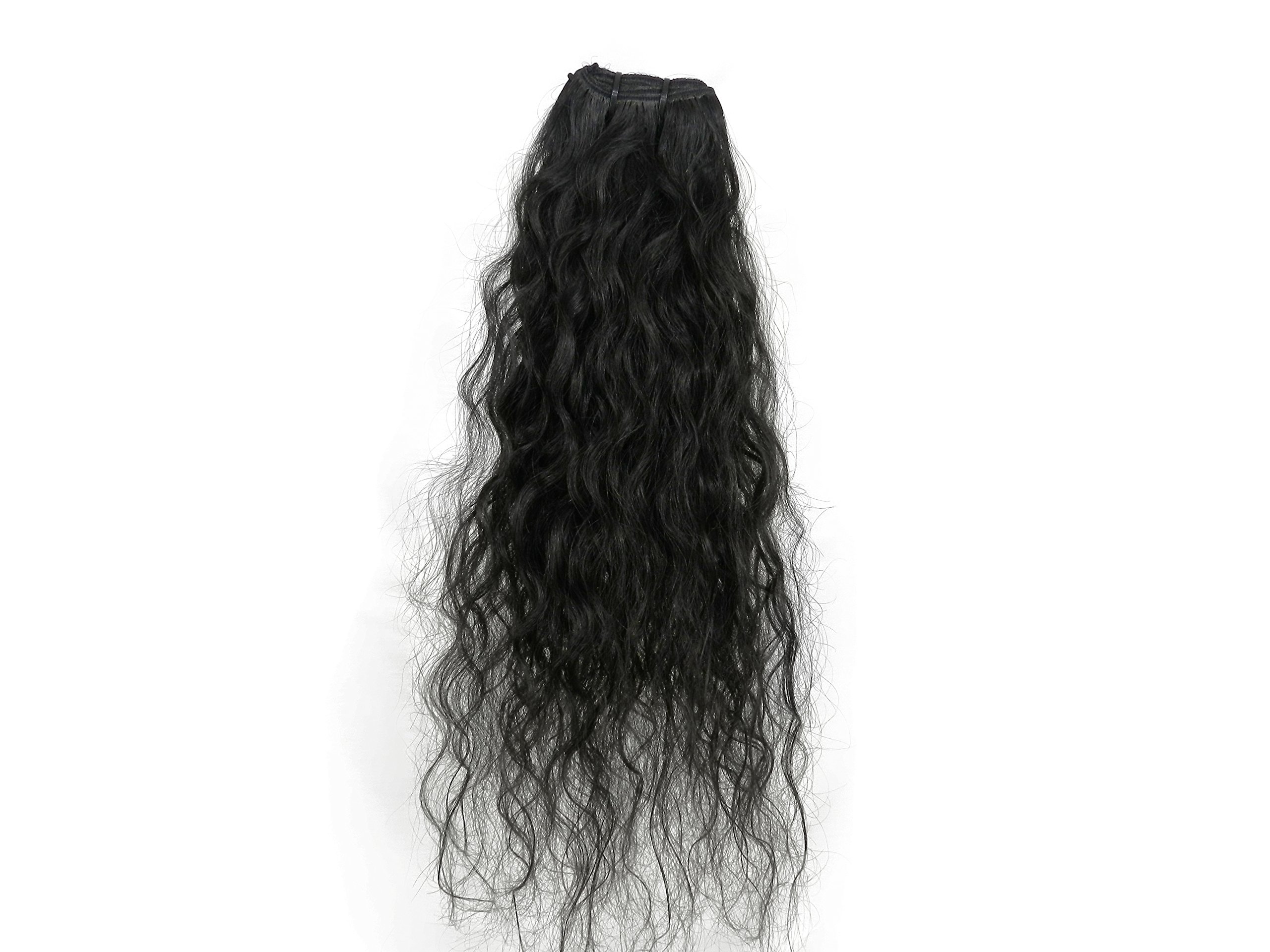 SalonLabs Remy Natural Curly Machine Weft Indian Temple Hair Extension, 16 Inch