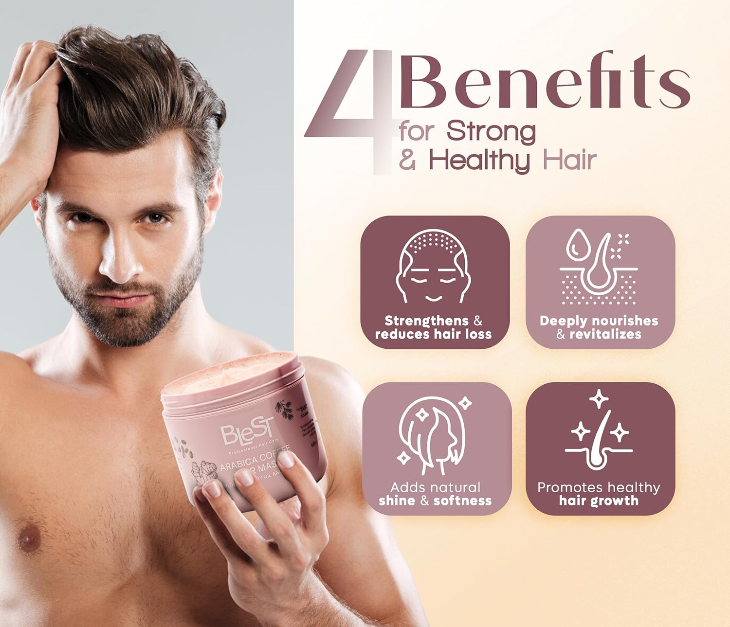 MASK for Dry, Damaged, or Frizzy Hair – Deep Hair Mask for Strength, Shine, and Smoothness – Vegan Hair Treatment 500 ml (Arabica Coffee Hair Mask)