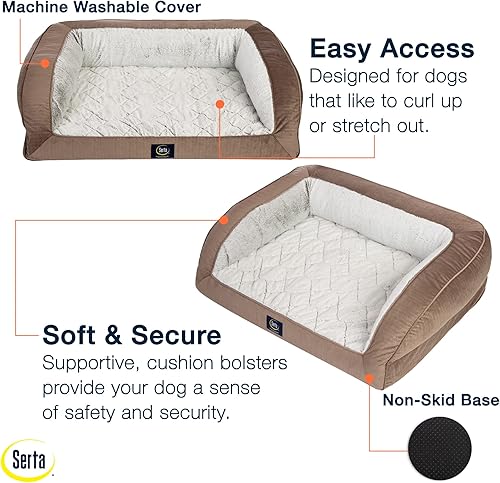 Miniatura 3 de Serta Sofá ortopédico acolchado cama para perros para mascotas - Marrón chocolate (grande)