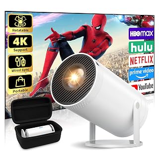 Mini Projector, Native 1080P Portable Projector with Carrying Case, 4K Support, 270°Rotatable Outdoor Movie Proyector, Home Theater Projector Compatible with Phone/TV Stick/Laptop/PS4/HDMI/USB - Amazon product rated Grade A