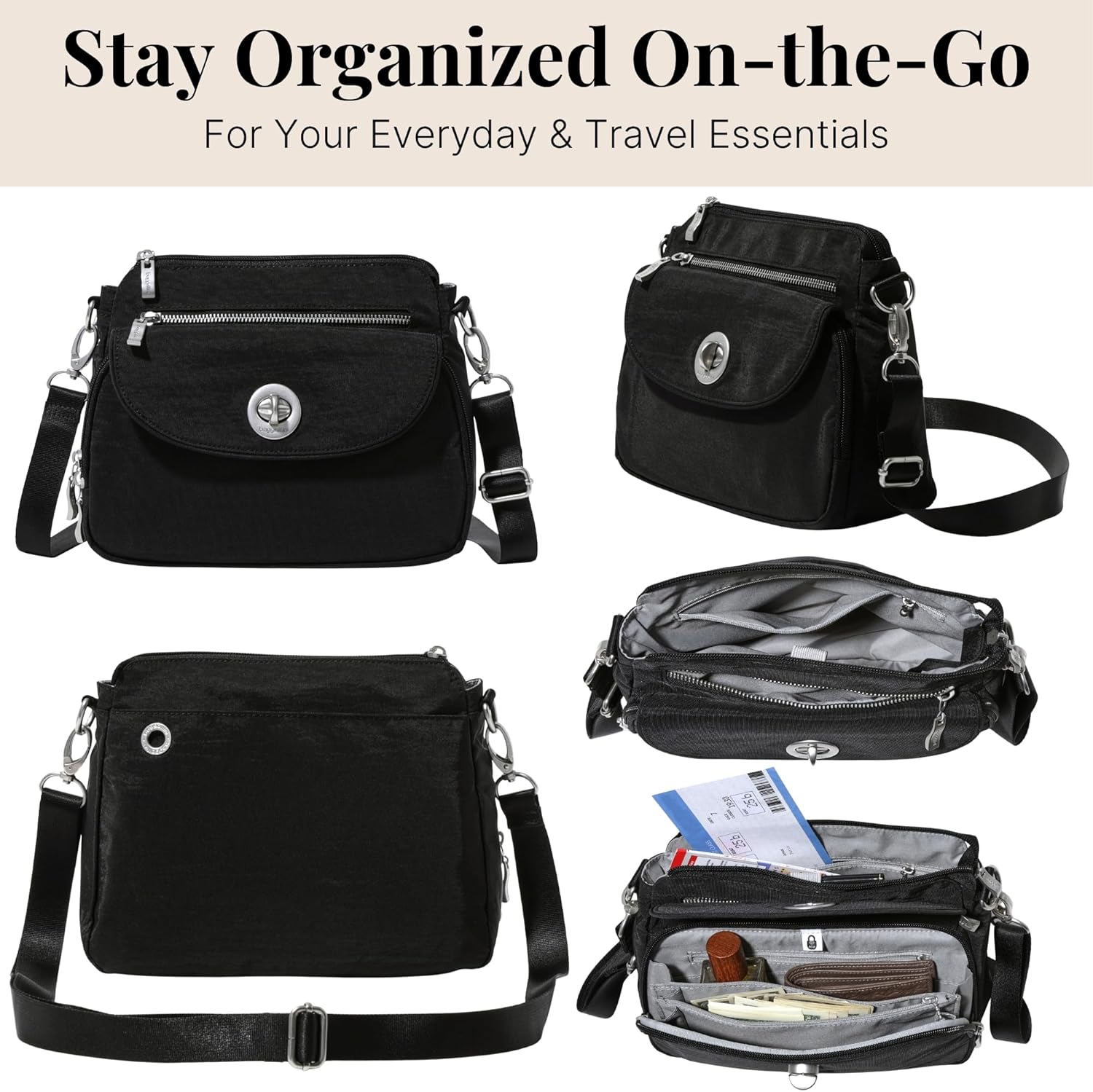 Baggallini Calais Crossbody Bags for Women 10x7 Lightweight Water-Resistant Travel Purse, RFID & Interior Organization - Image 7