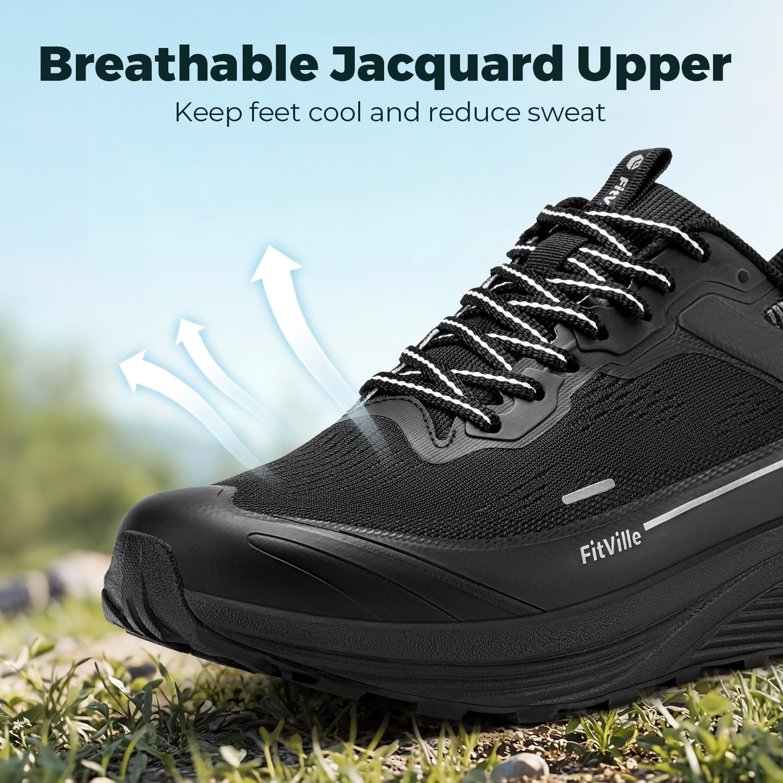 FitVille Extra Weite Sneaker Herren Sportschuhe Atmungsaktiv Turnschuhe Breit Laufschuhe Leicht Outdoor Joggingschuhe Bequeme Traillaufschuhe Gedämpft Gym Fitness Walkingschuhe