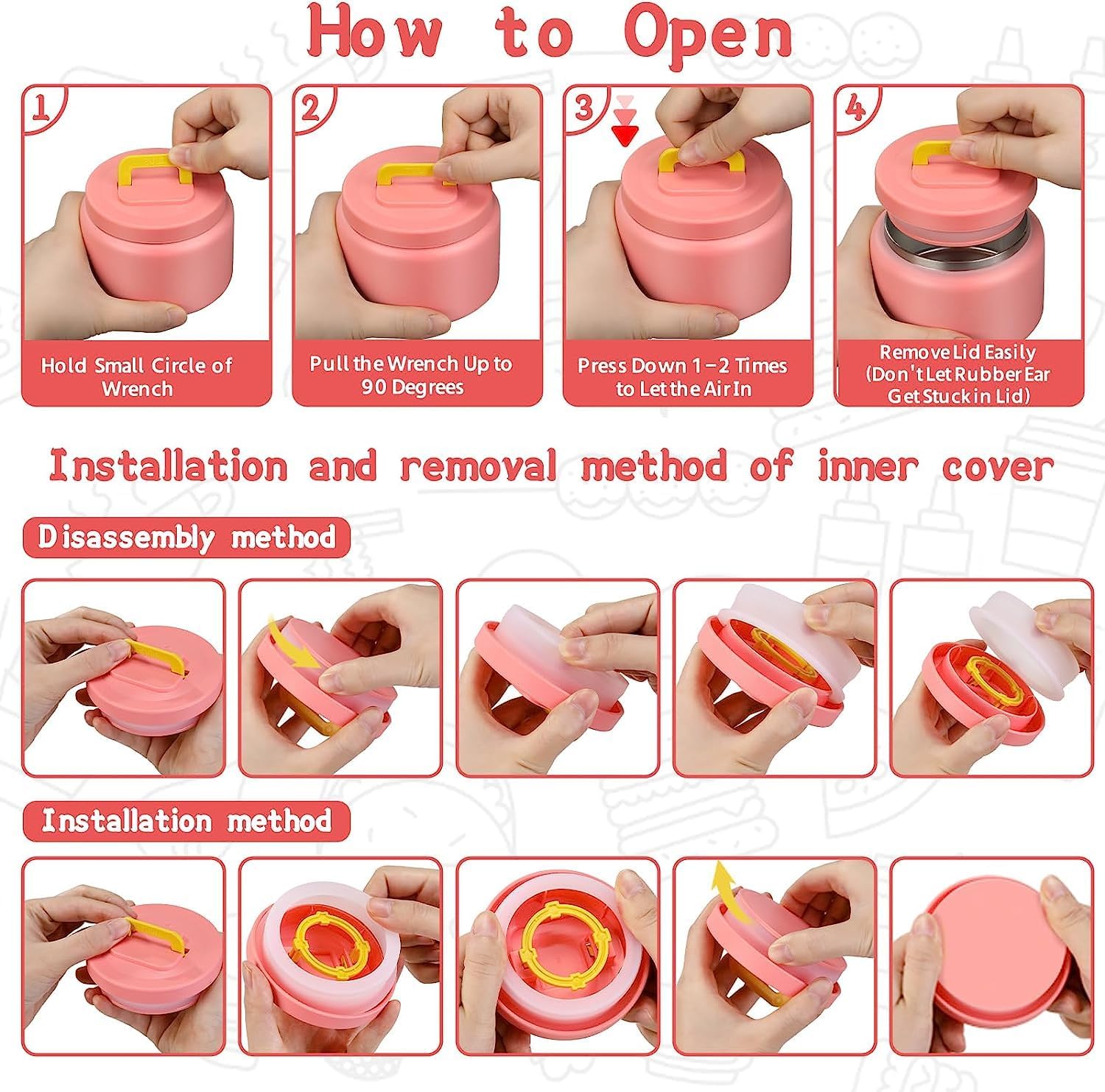 JXXM 8 Oz Thermo Food Jar for Hot & Cold Food for Kids, Insulated Lunch Containers Hot Food Jar,Leak-Proof Vacuum Stainless Steel Wide Mouth Lunch Soup Thermo for School (Blue-Unicorn)