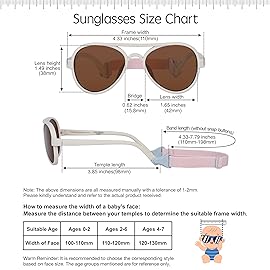 COCOSAND Baby Sunglasses with Strap Polarized Aviator Soft Silicone Nose Pads for Toddler Girls Boys Age 0-24 Months, Beige