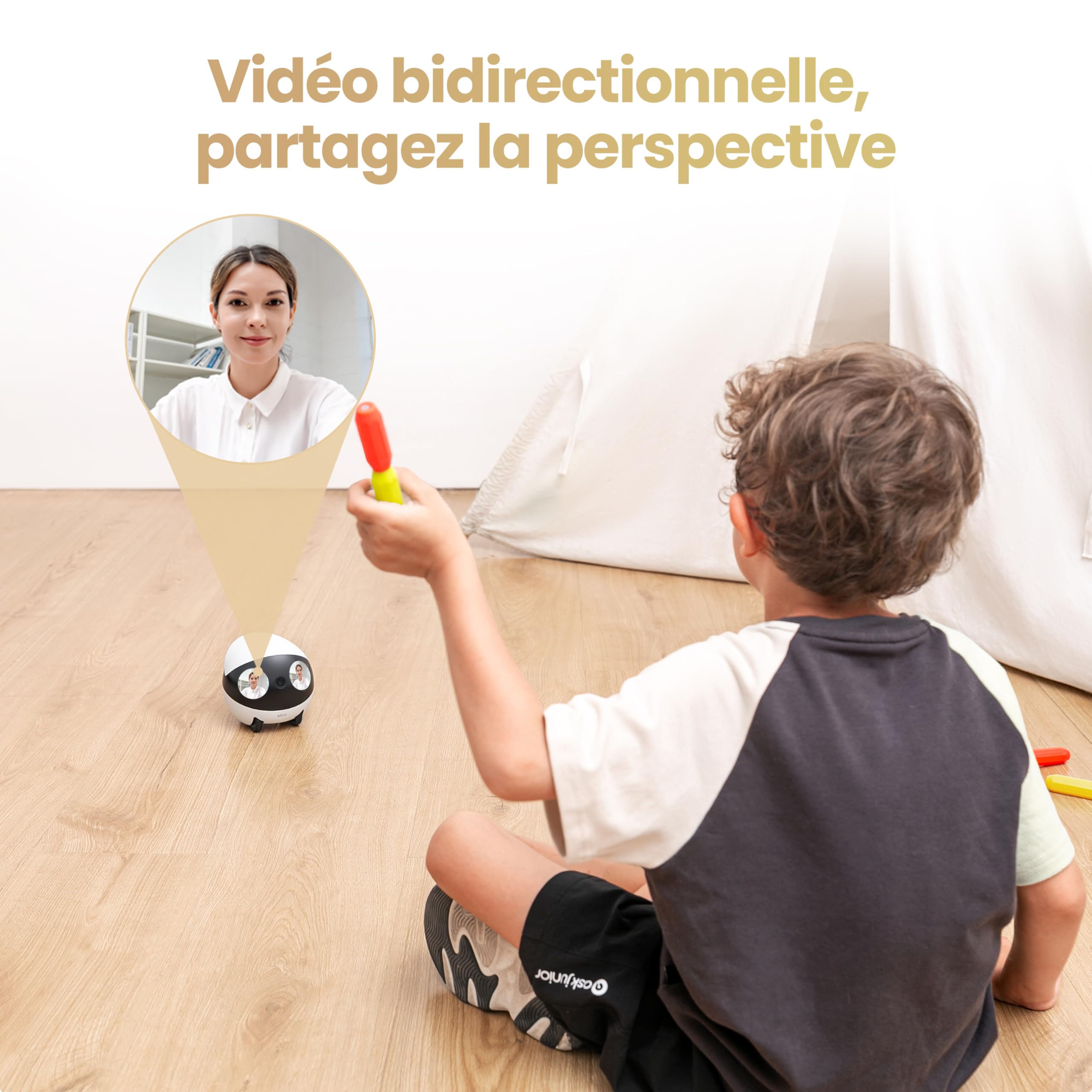 Enabot EBO Air 2S FamilyBot – Robot Caméra Animaux 2,5K, Batterie 9–10H, Suivi IA, Patrouille, Vidéo Bidirectionnelle, Recharge Auto, Stockage Local – Chats, Chiens et Famille
