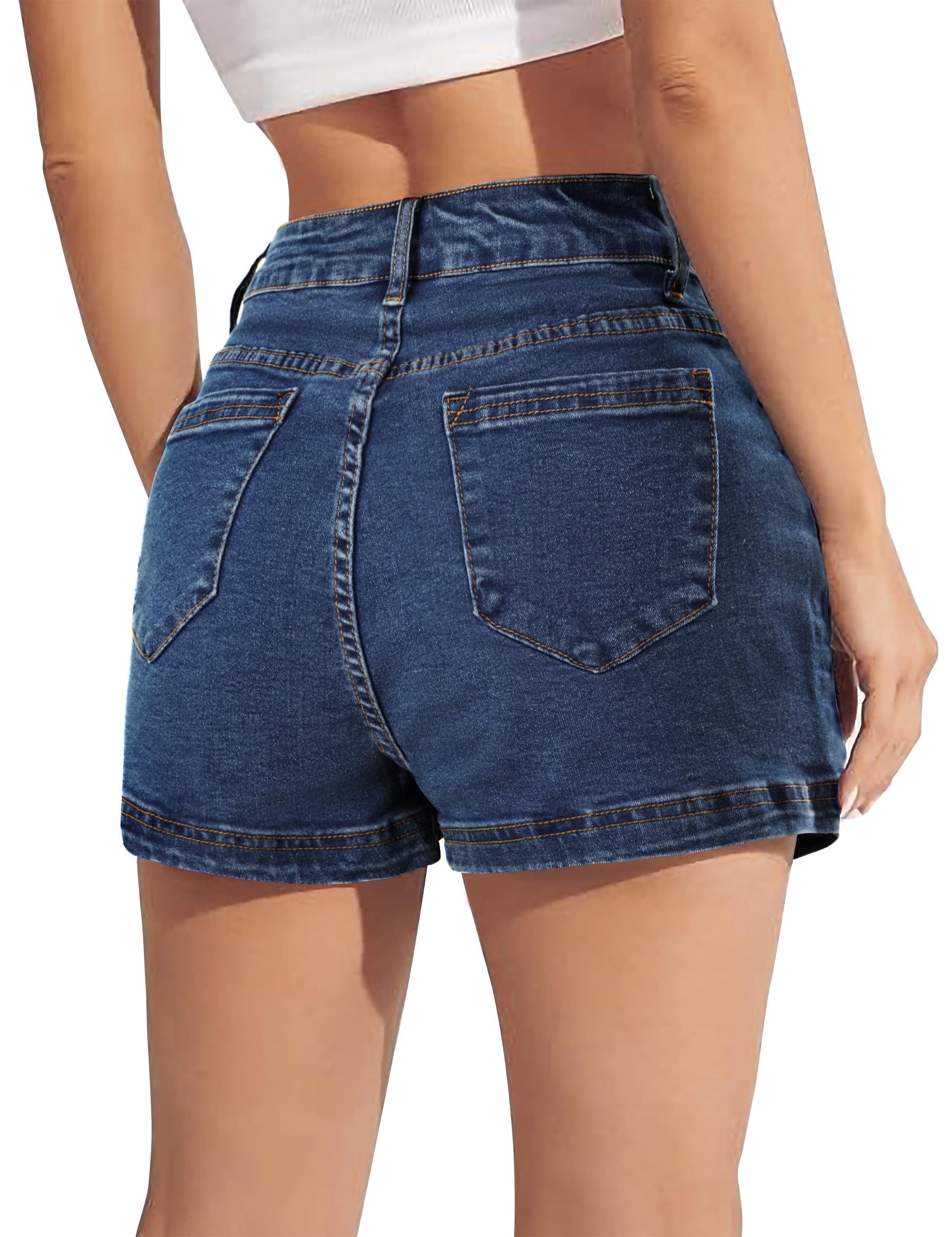 Fengbay Falda Pantalón Vaquera Mujer Cintura Alta Elástica Mini Falda Denim con Bolsillos Transpirable Casual Moda