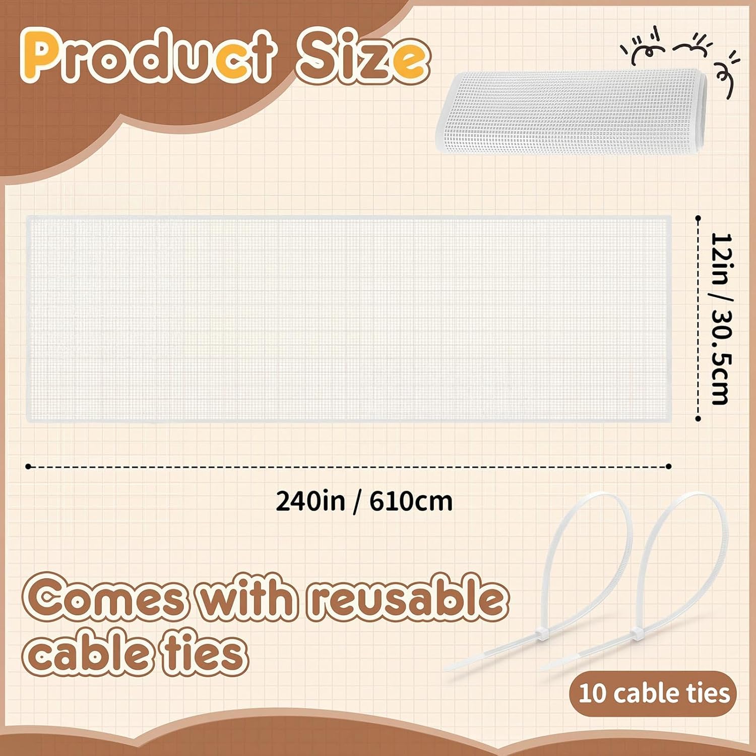Condition photo showing New/Like New for pangda 240 x 12 inch cutable under bed blocker for pets and toys extra tall under couch blocker with zip ties sofa furniture bumper barriers for king and queen size bed stop dogs cats (white) white 240 x 12 inch