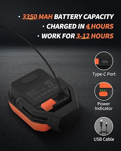 Miniatura 3 de Luz de trabajo LED con 4 modos, luz magnética COB portátil de 1200 lúmenes, foco de recarga de 3350 mAh e reflector, rotación de 150 IP65