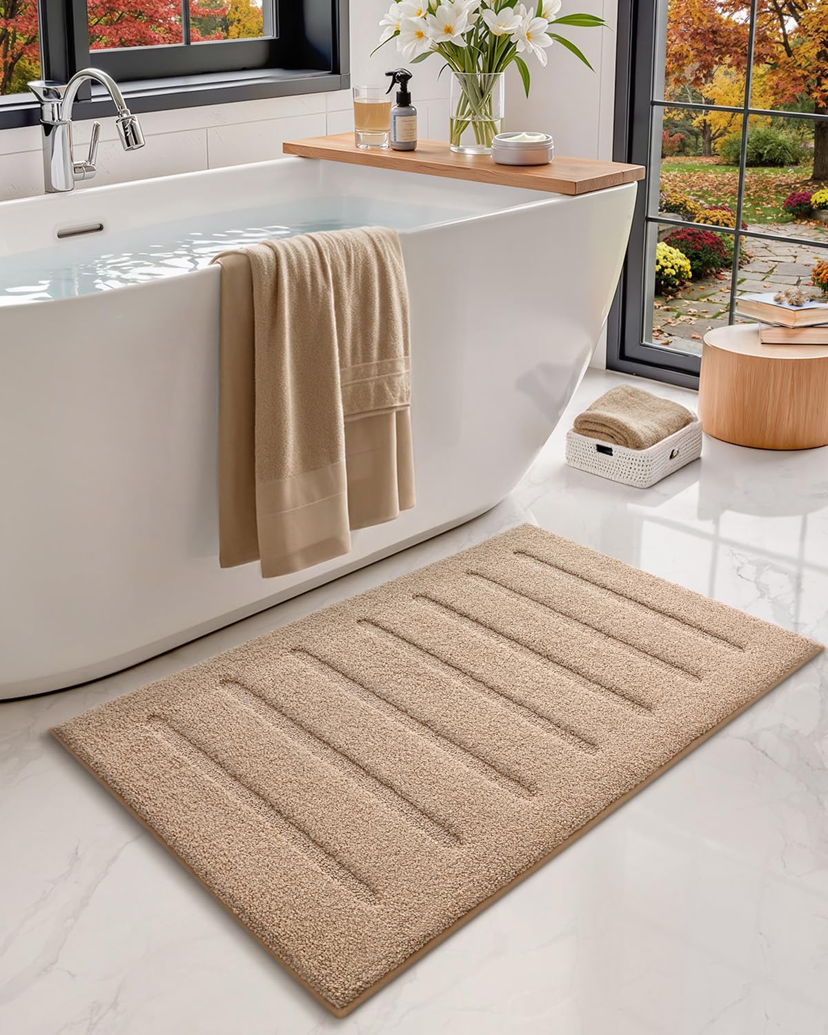 Color&Geometry Ultra Soft Plush Bathroom Rugs Non Slip Washable Bath Mat with Rubber Backing, Fluffy Absorbent Machine Carpet for Bathroom Floor, Tub