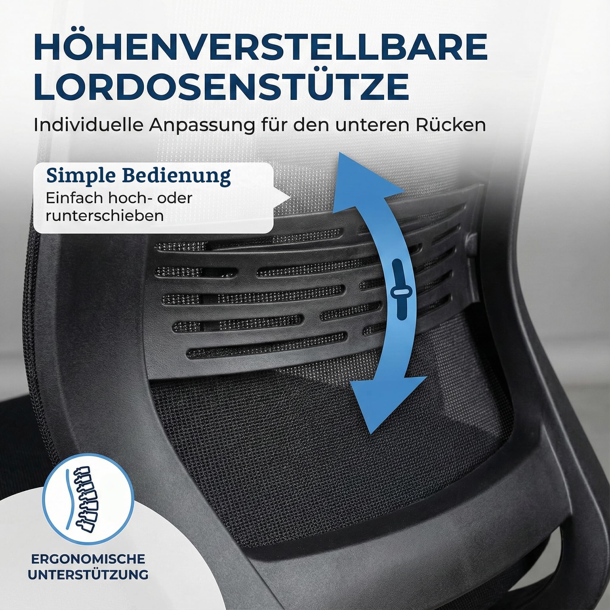 Start, Bürostuhl, für Home-Office & Unternehmen, mit vielen ergonomischen Funktionen, ergonomisch & kompakt, sehr einfache Bedienung, ohne Armlehnen, mit bis zu 125kg belastbar
