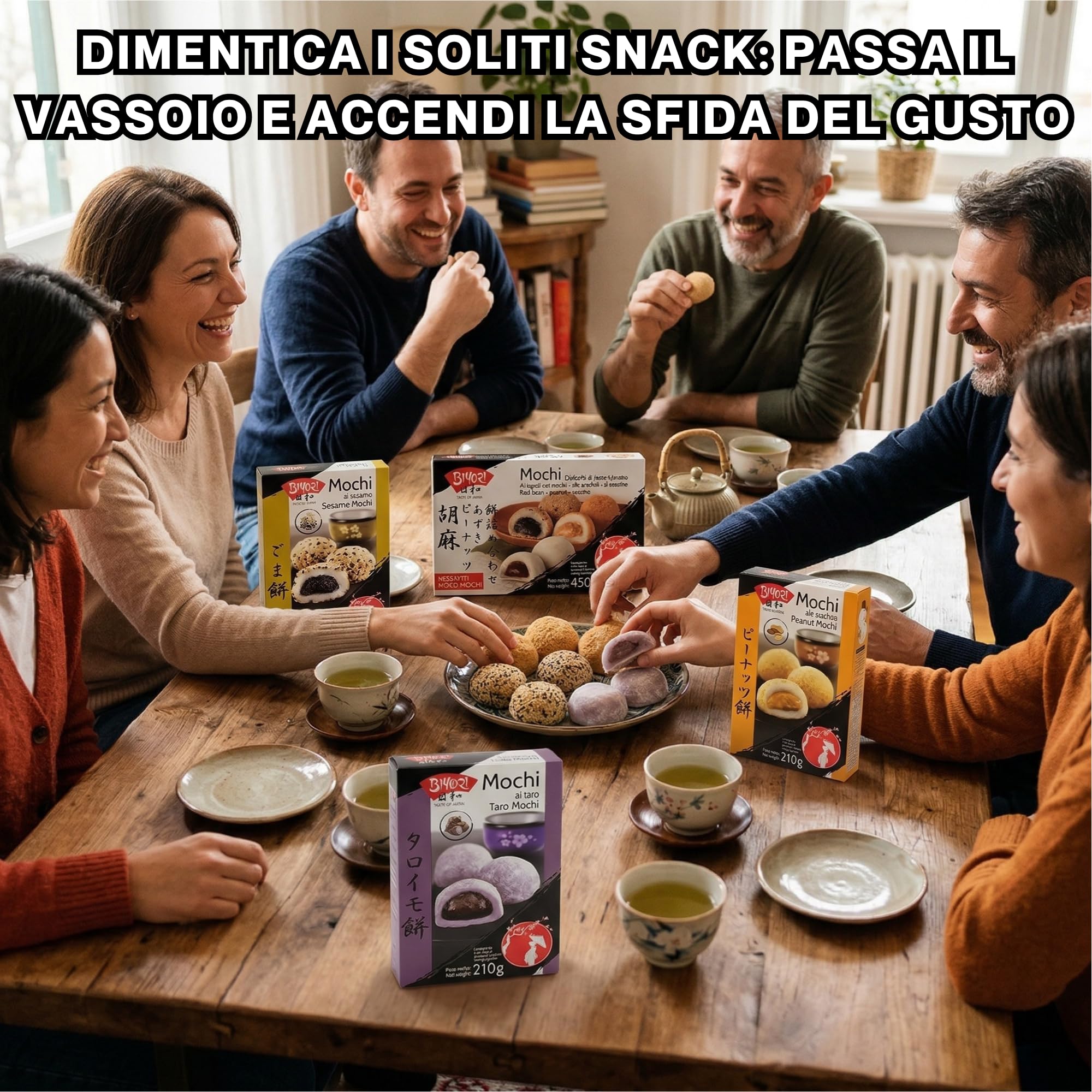 HU TASTE Mochi Biyori 3+1 Box: 3 Confezioni Gusti Taro, Sesamo, Arachidi + 1 Confezione Mix Mochi Assortiti - Snack Dolci Giapponesi e Dolcetti Asiatici, Japanese Food Snack Box e Dolci Giapponesi, 4
