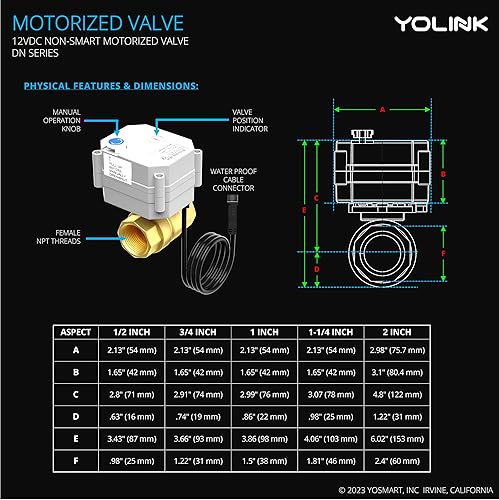 Miniatura 5 de YoLink Controlador de válvula inteligente X3 con válvula de bola motorizada de acero inoxidable, válvula de agua de alcance más largo del mundo de