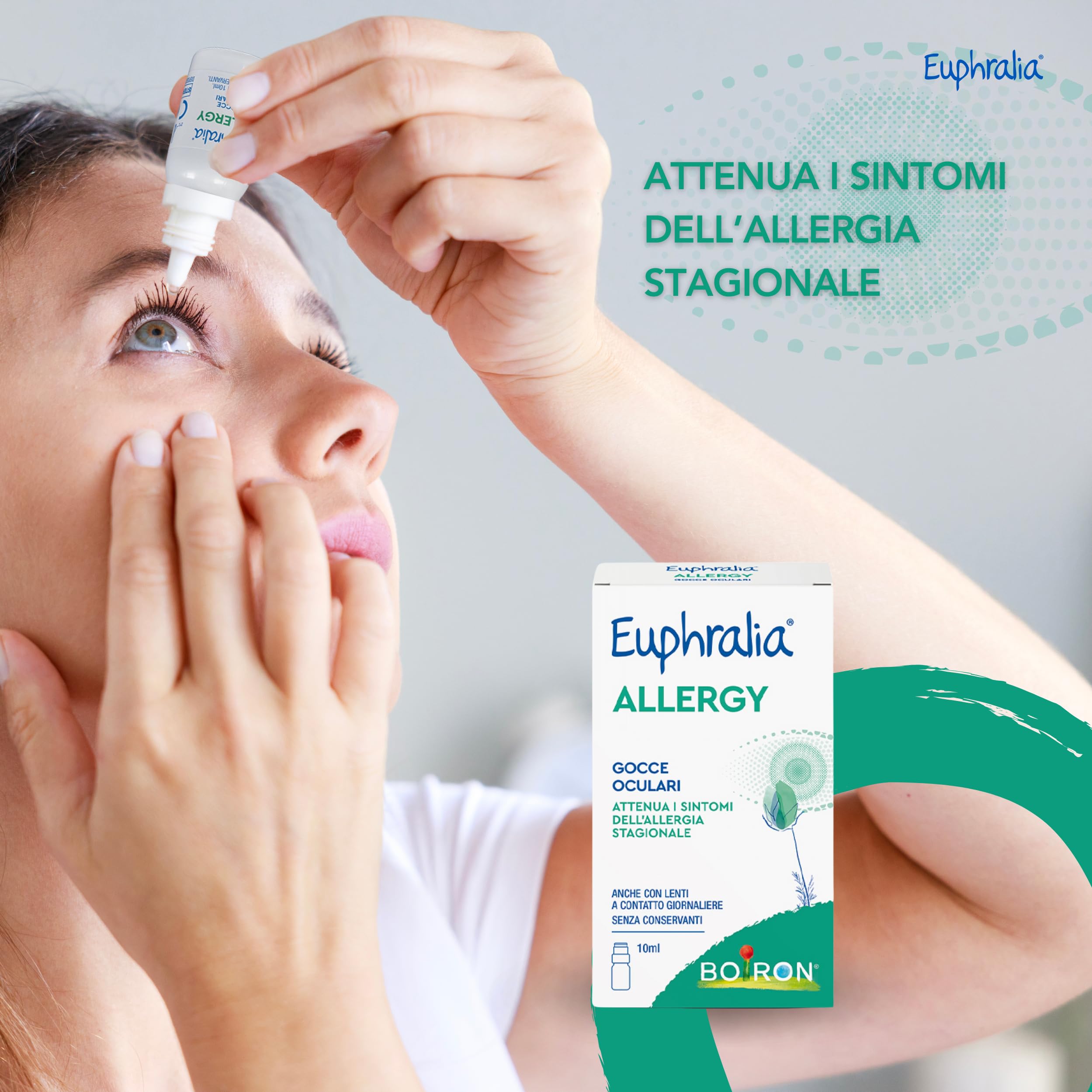 Euphralia Allergy - Gocce Oculari, Allergia, Congiuntivite Allergica, Fastidio Oculare, con Acido laluronico e Vitamina B12 - Flacone da 10 ml + Panno occhiali