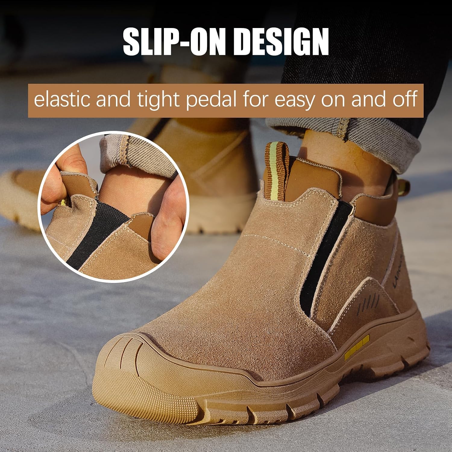 GLANOUDUN Welding Work Boots for Men Slip on Steel Toe Shoes for Men Indestructible Steel Toe Boots Welder Men's Working Shoes Fireproof Safety Footwear for Construction Men's Work & Safety Footwear