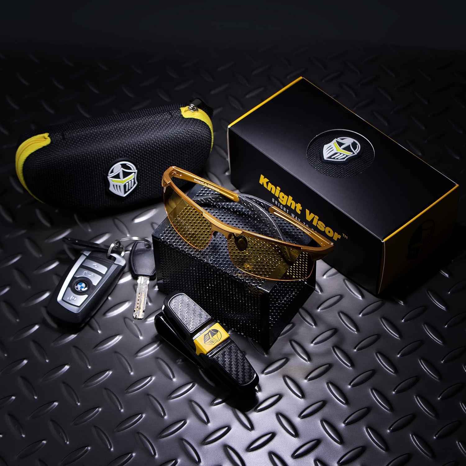 BLUPOND Night Driving Glasses For Men/Women - HD Yellow Vision for Maximum Clarity - Knight Visor