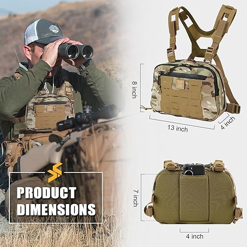 Miniatura 2 de Bolso táctico del aparejo del pecho, aparejo del pecho de Hypalon Molle de la utilidad 3L con el bolso del pecho del bolsillo 500D Cordura del mapa,