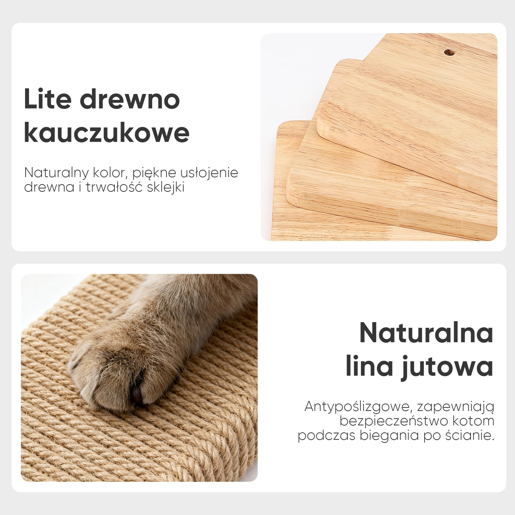 FUKUMARU Półka wspinaczkowa dla kotów, montowana na ścianie, czterostopniowa klatka schodowa dla kotów z drapaniem z juty, materiały platformowe, 40 x 22 cm