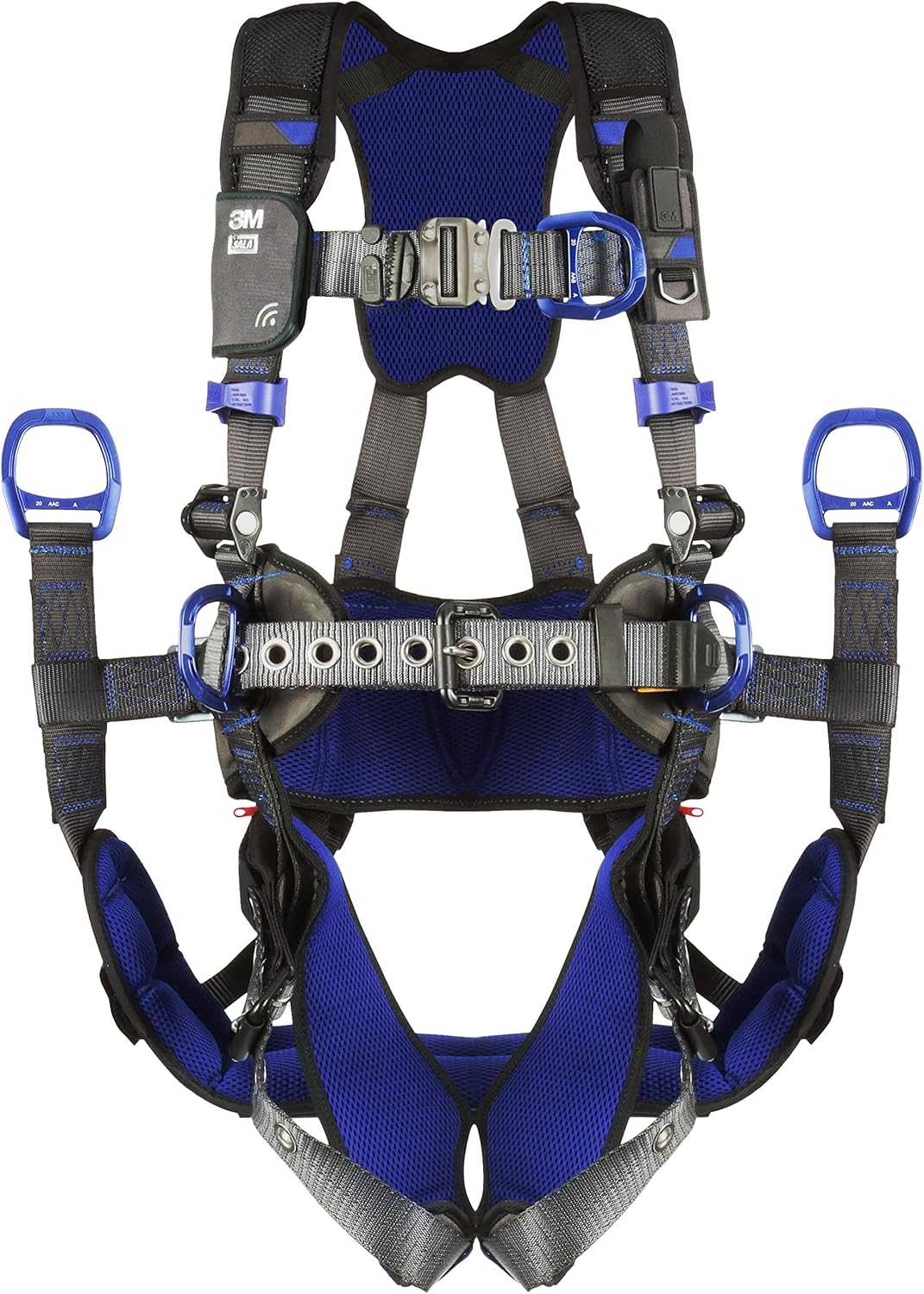 3M 1113377 DBI-SALA ExoFit X300 Telecommunications Tower Suspension Safety Harness, 4 D-Ring Connections, Lightweight Rigid Aluminum Seat, Tongue Leg Buckle, Back and Leg Padding, SRL Adapter, Large