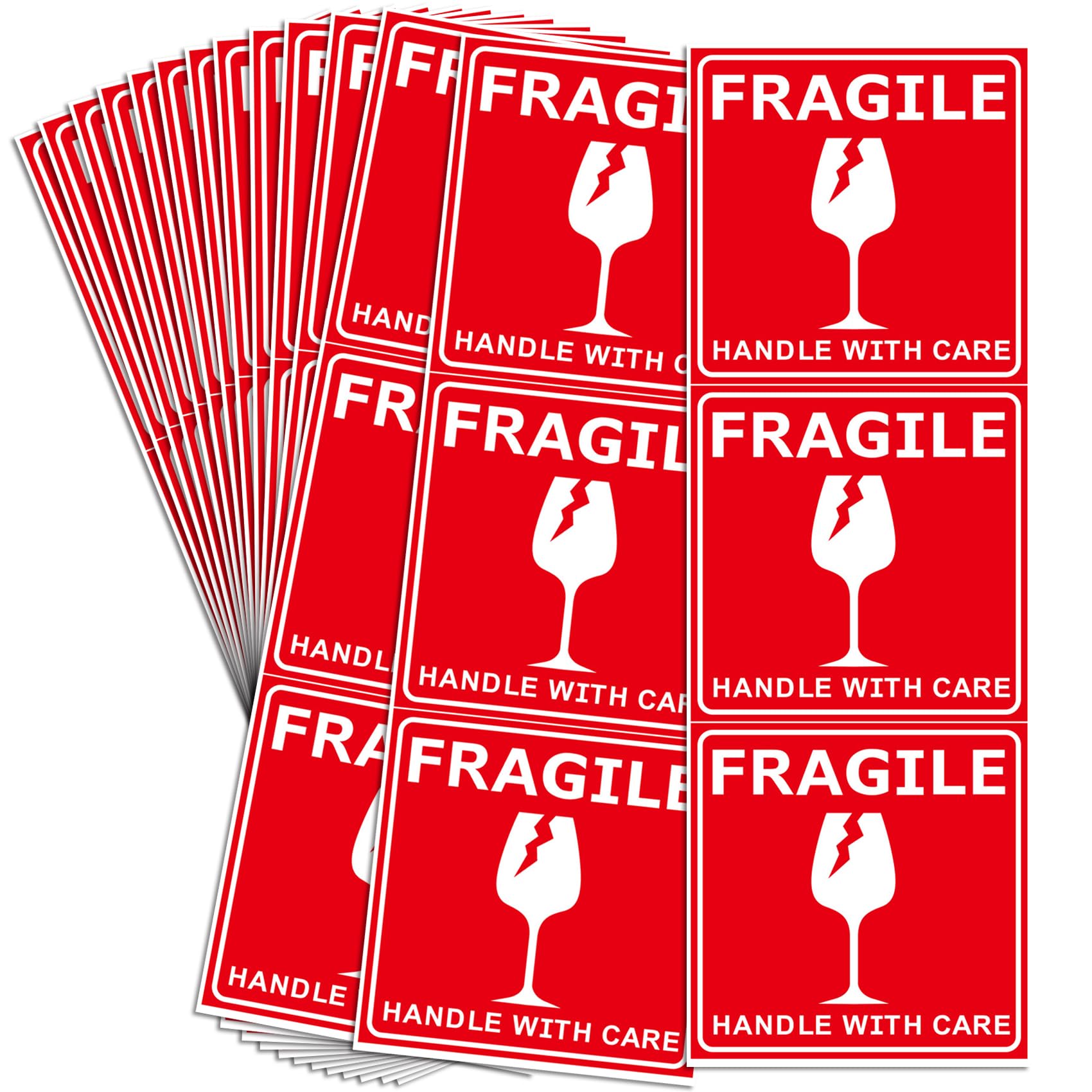 Fragile Stickers – Autocollants d'avertissement pour expédition avec poignée fragile avec soin – Adhésif puissant – Étiquettes fragiles d'emballage – 102 étiquettes adhésives permanentes par rouleau