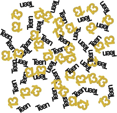 Confeti rosa con purpurina para adolescentes de 13 años, confeti de mesa de feliz cumpleaños 13, dispersión de papel para adolescentes trece,