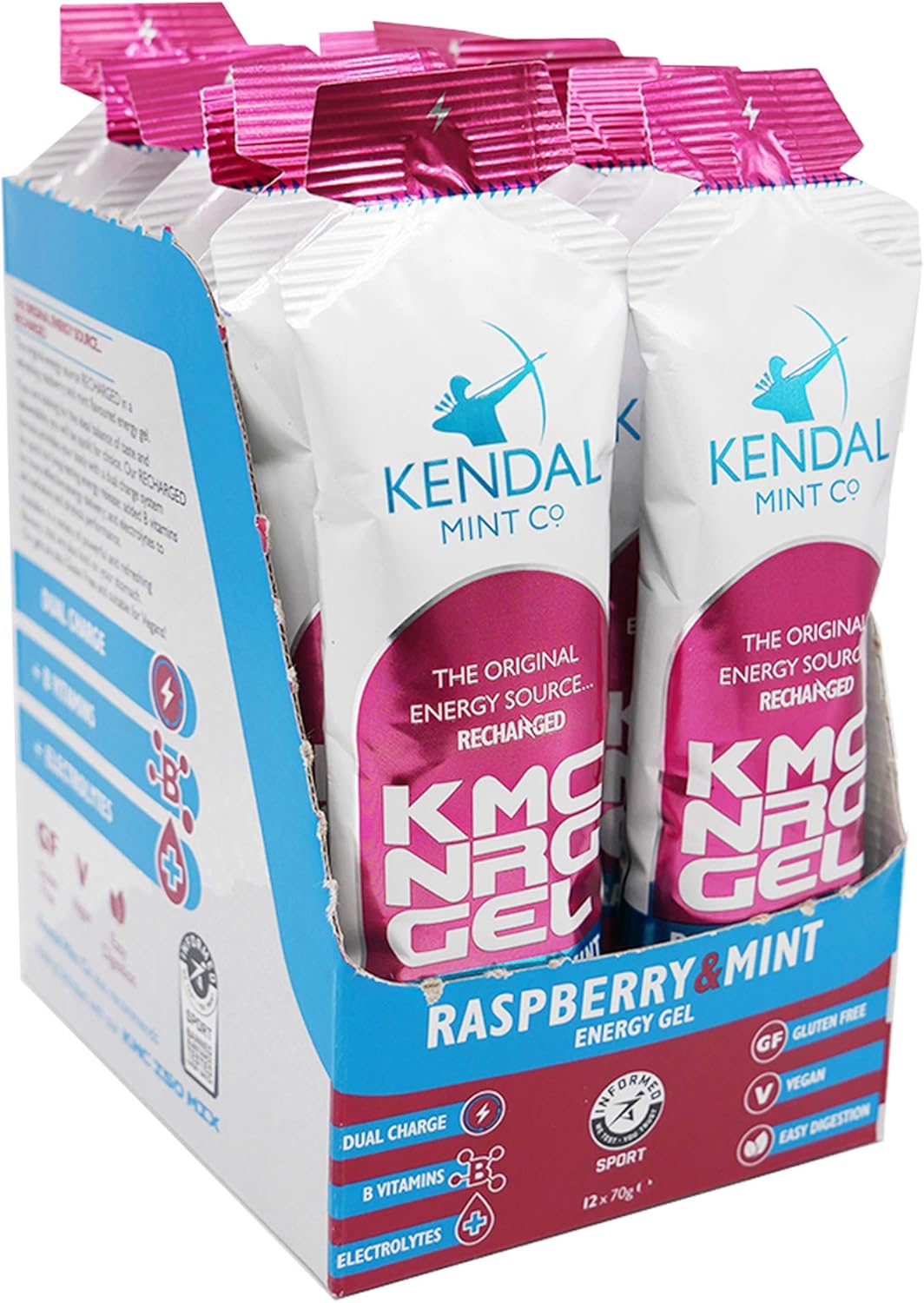 KMC NRG Gel Refreshing Raspberry Mint Energy Gel 27g Dual Carb