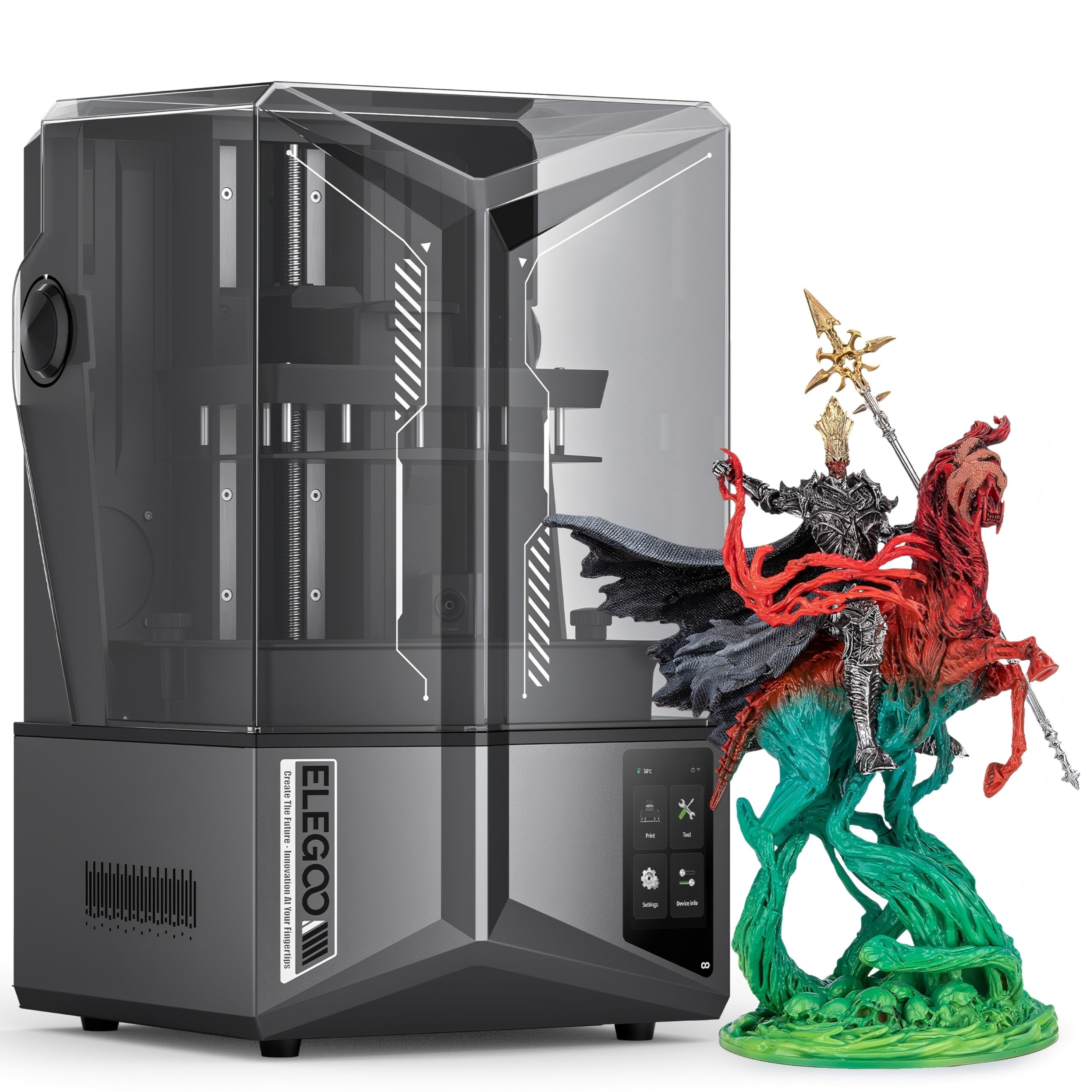 ELEGOO Saturn 4 Ultra 12K, Impresora 3D de Resina MSLA | Velocidad 150 mm/h, nivelación automática, cámara AI, Wi-Fi cluster y volumen de 218,88 × 122,88 × 220 mm³