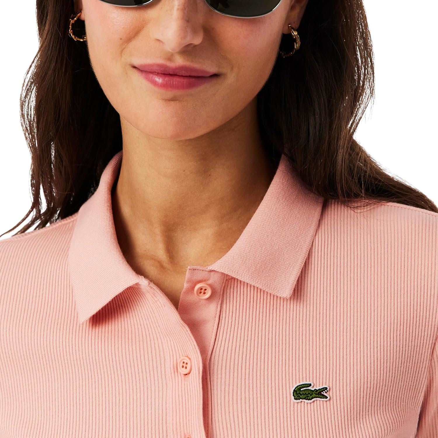 Lacoste Womens Slim Fit L.12.d Ribbed Cotton Polo Shirt - Image 4